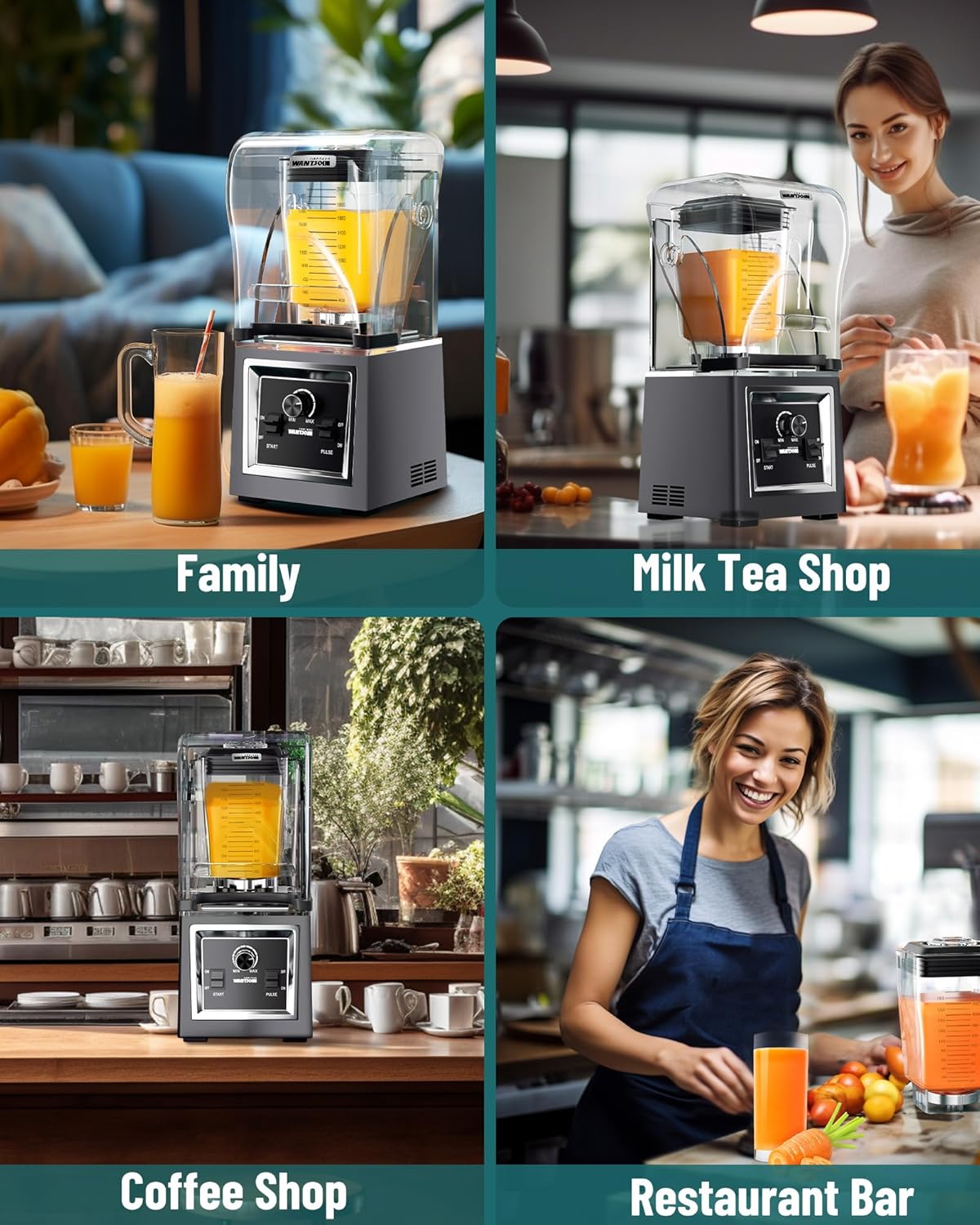 Wantjoin Professional Grade Blender – Soundproof & Quiet Commercial Blenders, Removable Shield, 2000W Watte, 67 Oz Capacity – Perfect for Kitchen,