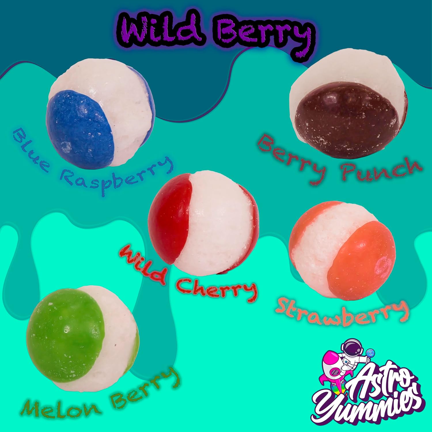 Astro Yummies Caramelo de arcoíris Skittles de bayas silvestres liofilizadas (media libra8 onzas), sabor afrutado extremo, golosinas crujientes,