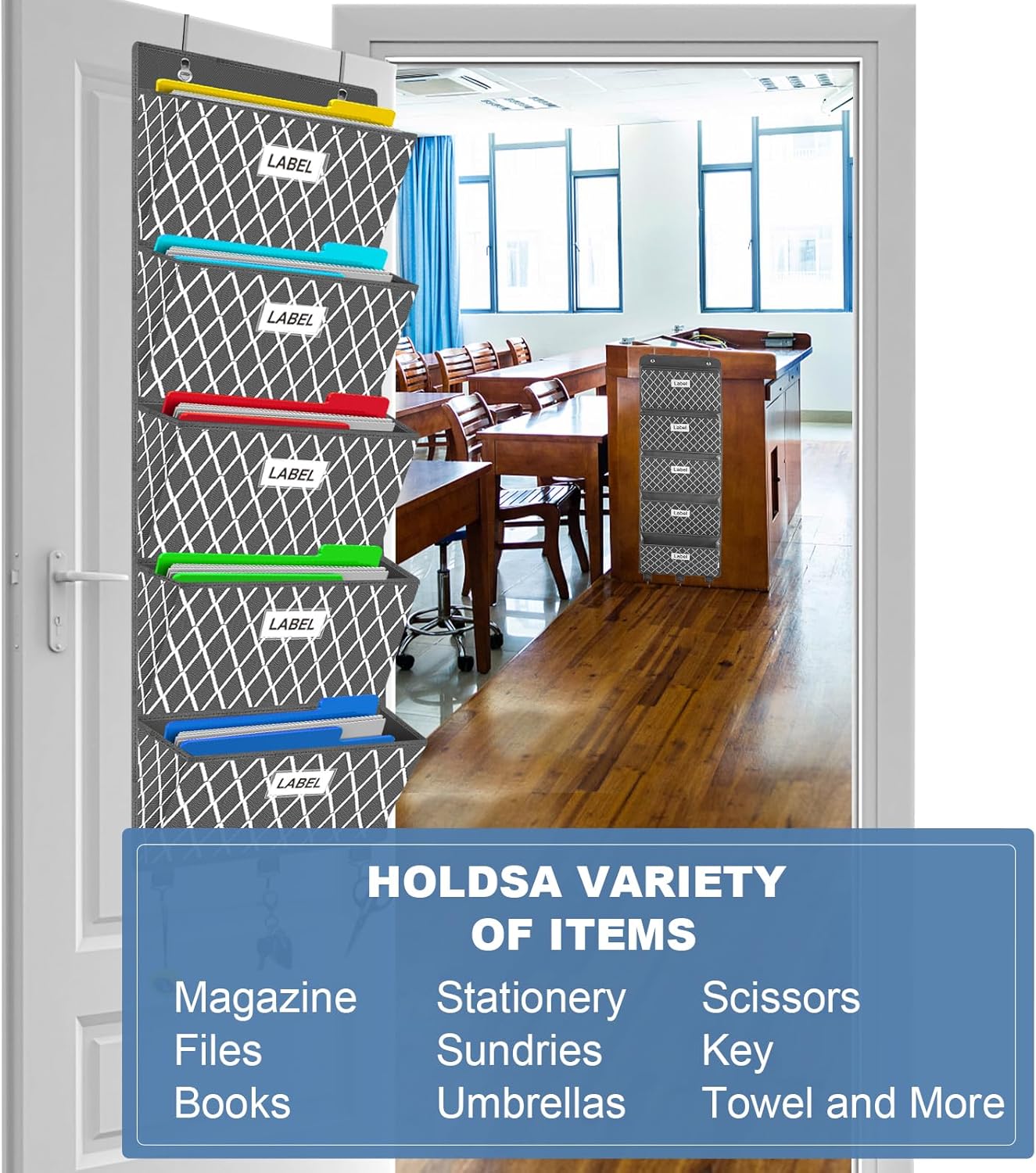 VERONLY Organizador de archivos sobre la puerta, organizador de archivos de montaje en pared para oficina, carpetas de archivos colgantes con