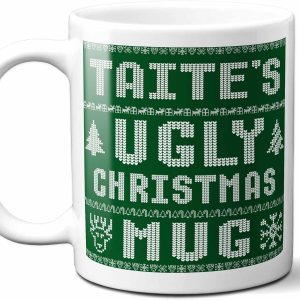 Taite Name Christmas Gift. Personalized Ugly Christmas Sweater Coffee Mug. Funny Custom Xmas Gift, Stocking Stuffer For Friends, Coworkers And Taite Name Christmas Gift. Personalized Ugly Christmas Sweater Coffee Mug. Funny Custom Xmas Gift, Stocking Stuffer For Friends, Coworkers And