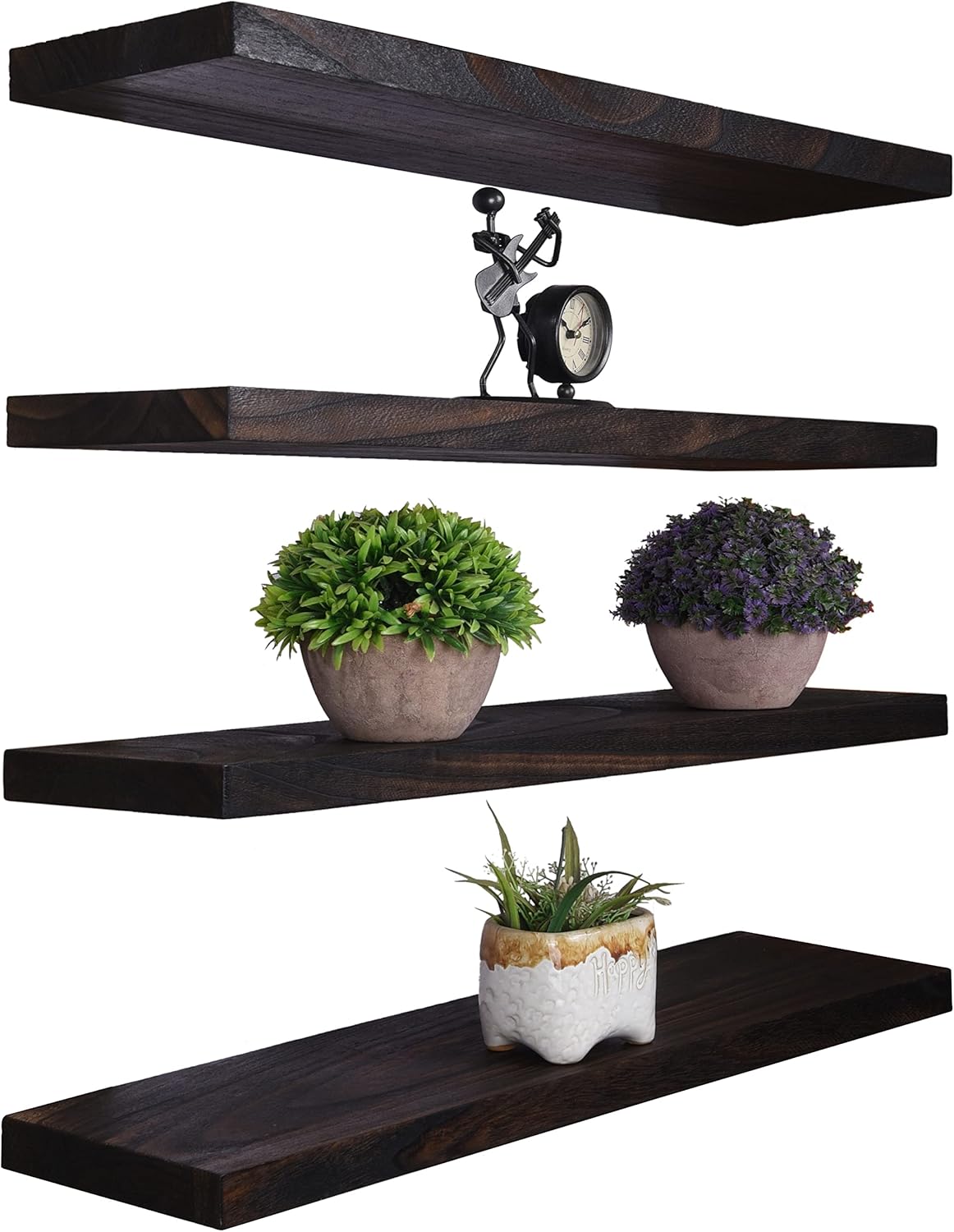 Estantes flotantes de madera para decoración de pared, estantes de pared rústicos para dormitorio, baño, cocina, sala de estar, juego de 4 unidades,
