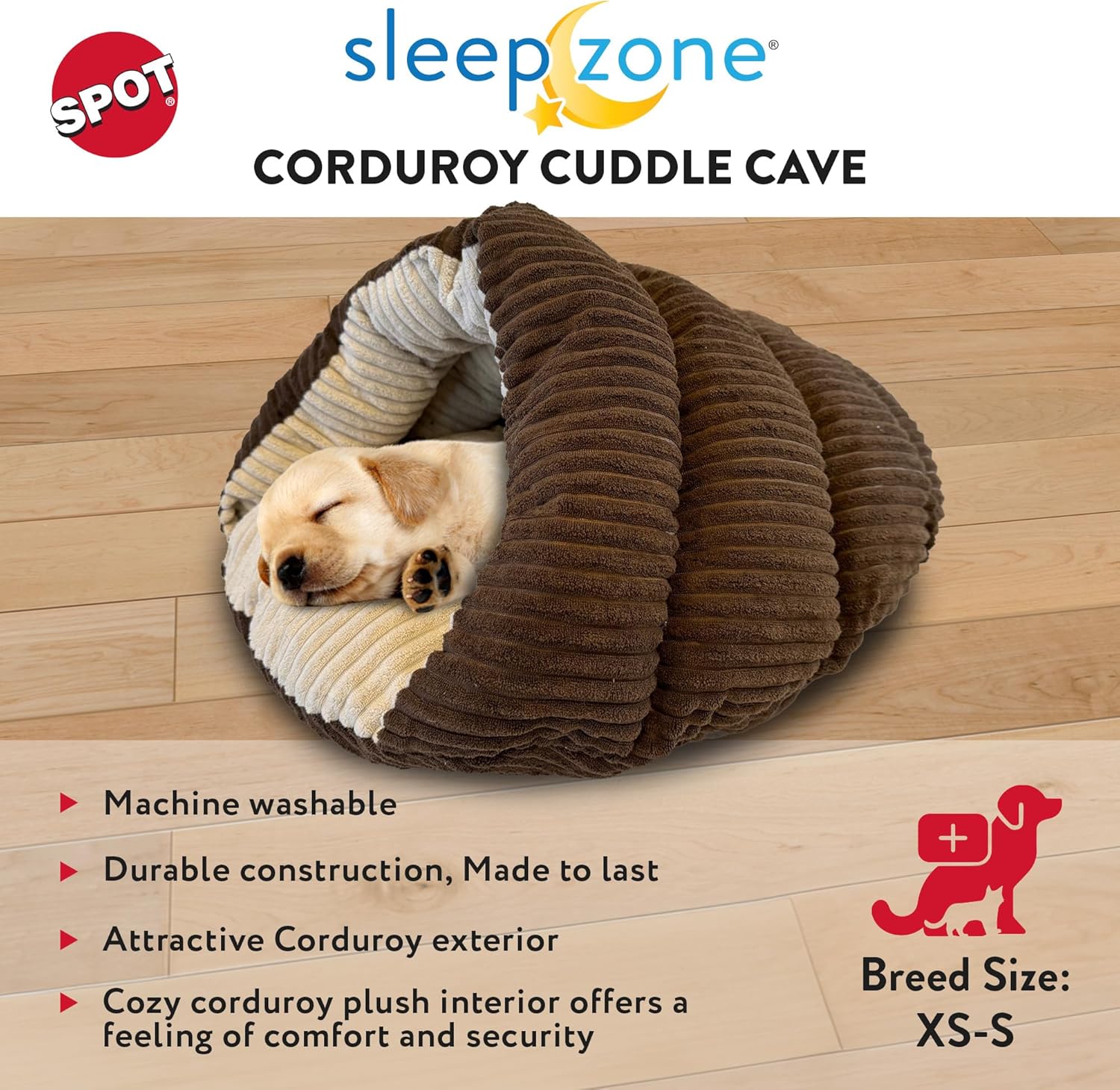 SPOT Sleep Zone Cuddle Cave – Cama tipo cueva para gatos de interior y mini perros, duradera, cómoda, lavable para gatitos y cachorros de menos de