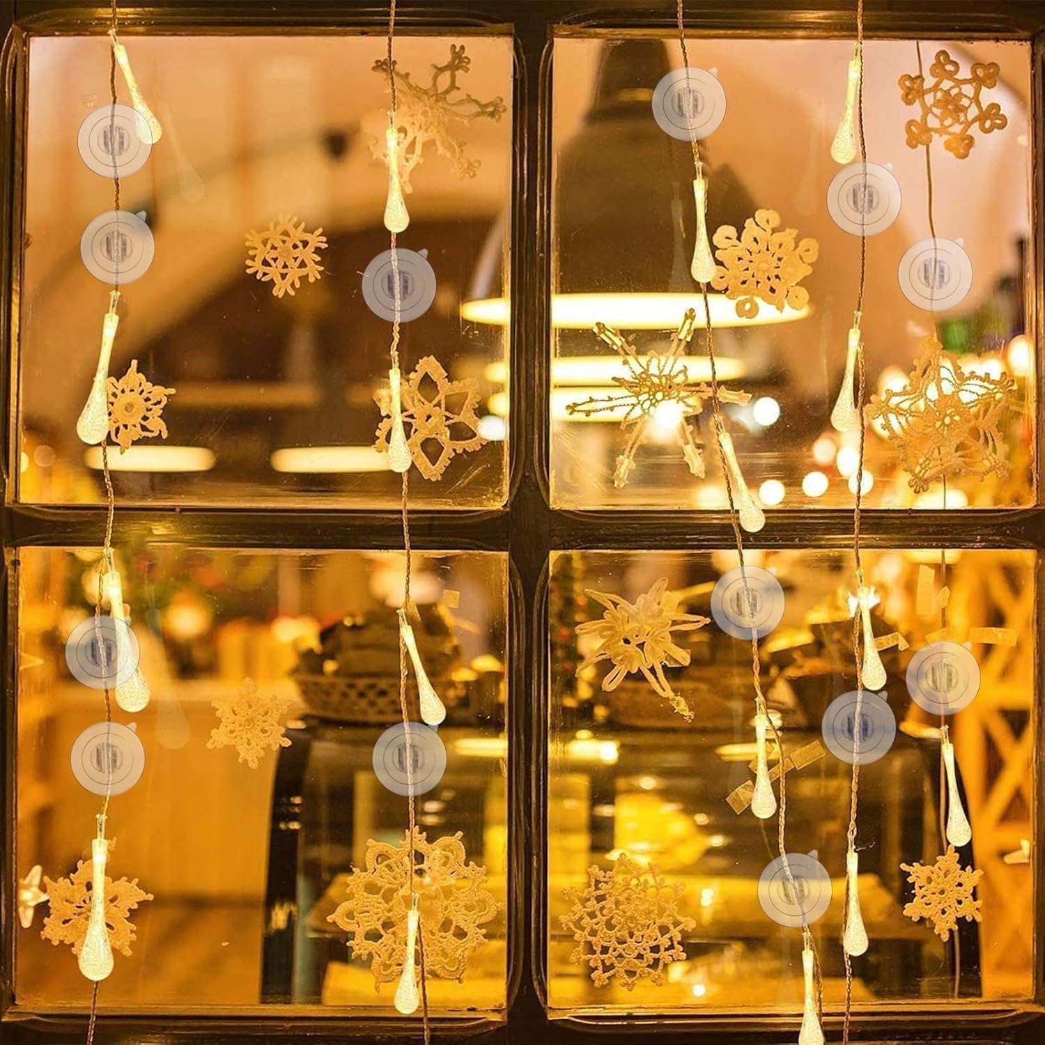 Profully 100 ventosas de cadena de luces de Navidad, mini soporte de ventosa de luz navideña, colgar luces de Navidad, ganchos para colgar tiras de