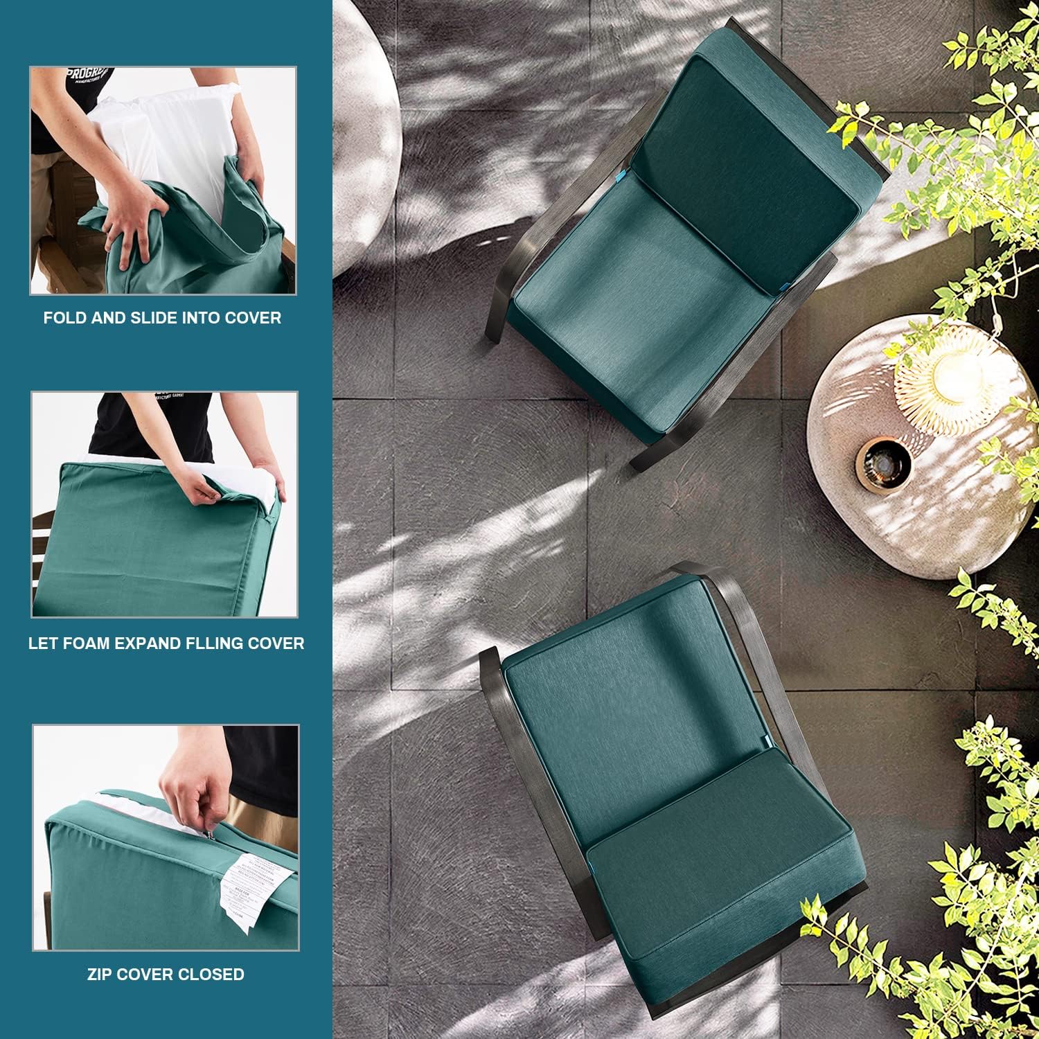 ARTPLAN Fundas de asiento profundo para exteriores, fundas para respaldo de asiento de patio, solo 24 x 24 x 6 pulgadas, 18 x 24 pulgadas, olefina,