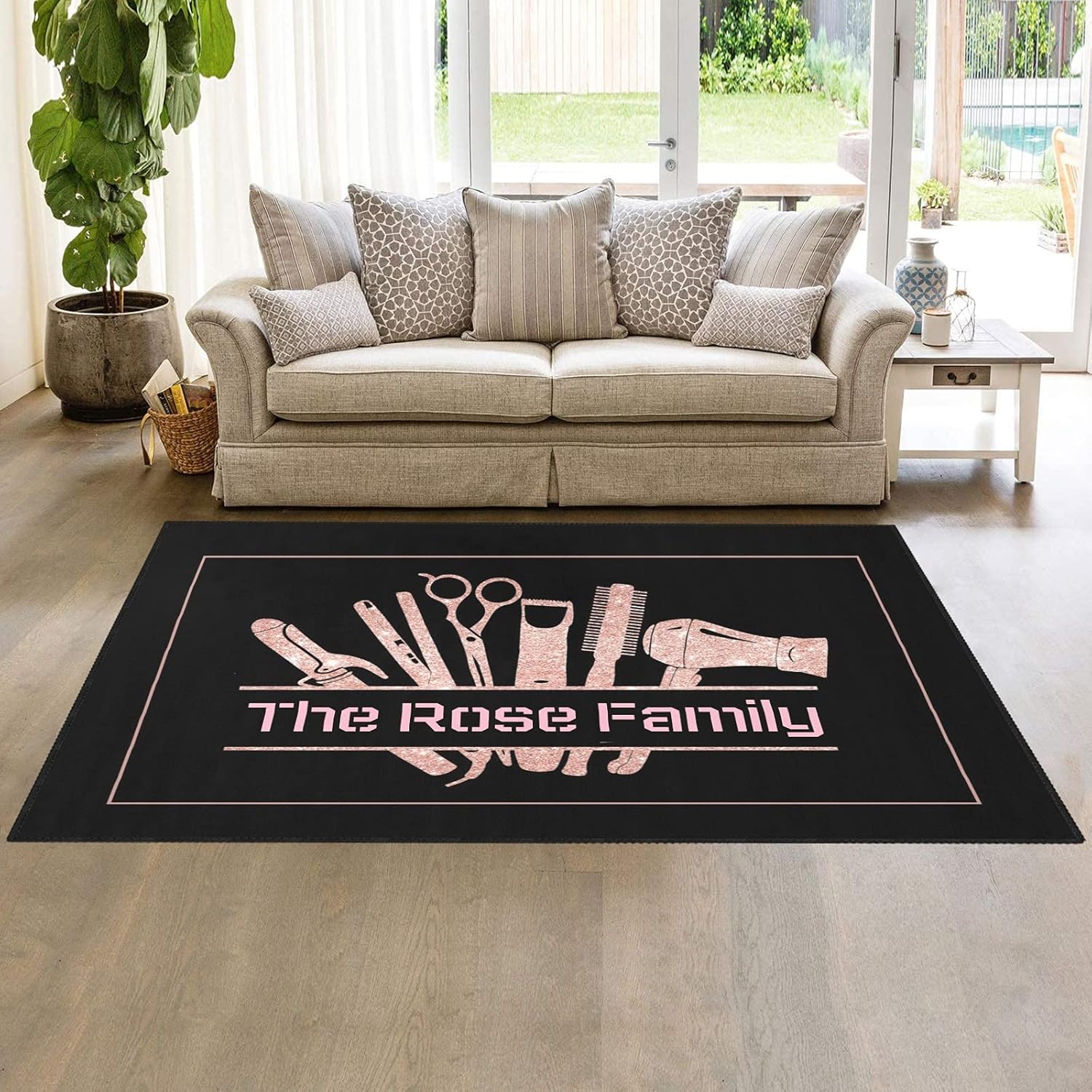 Alfombra personalizada con purpurina rosa para sala de estar, yoga, dormitorio, sala de juegos, camping, 4 x 5.2 pies