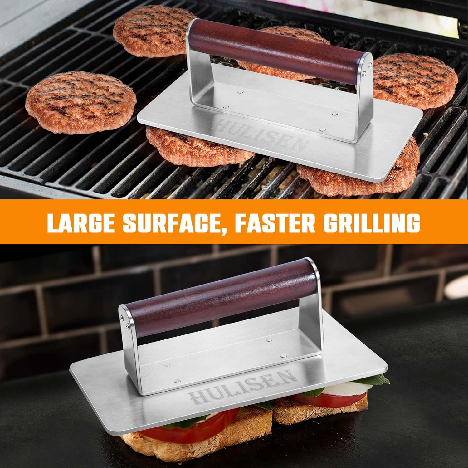 HULISEN Accesorios de plancha para Blackstone, prensa de hamburguesas resistente con kit de coctelera de draga de especias, triturador de