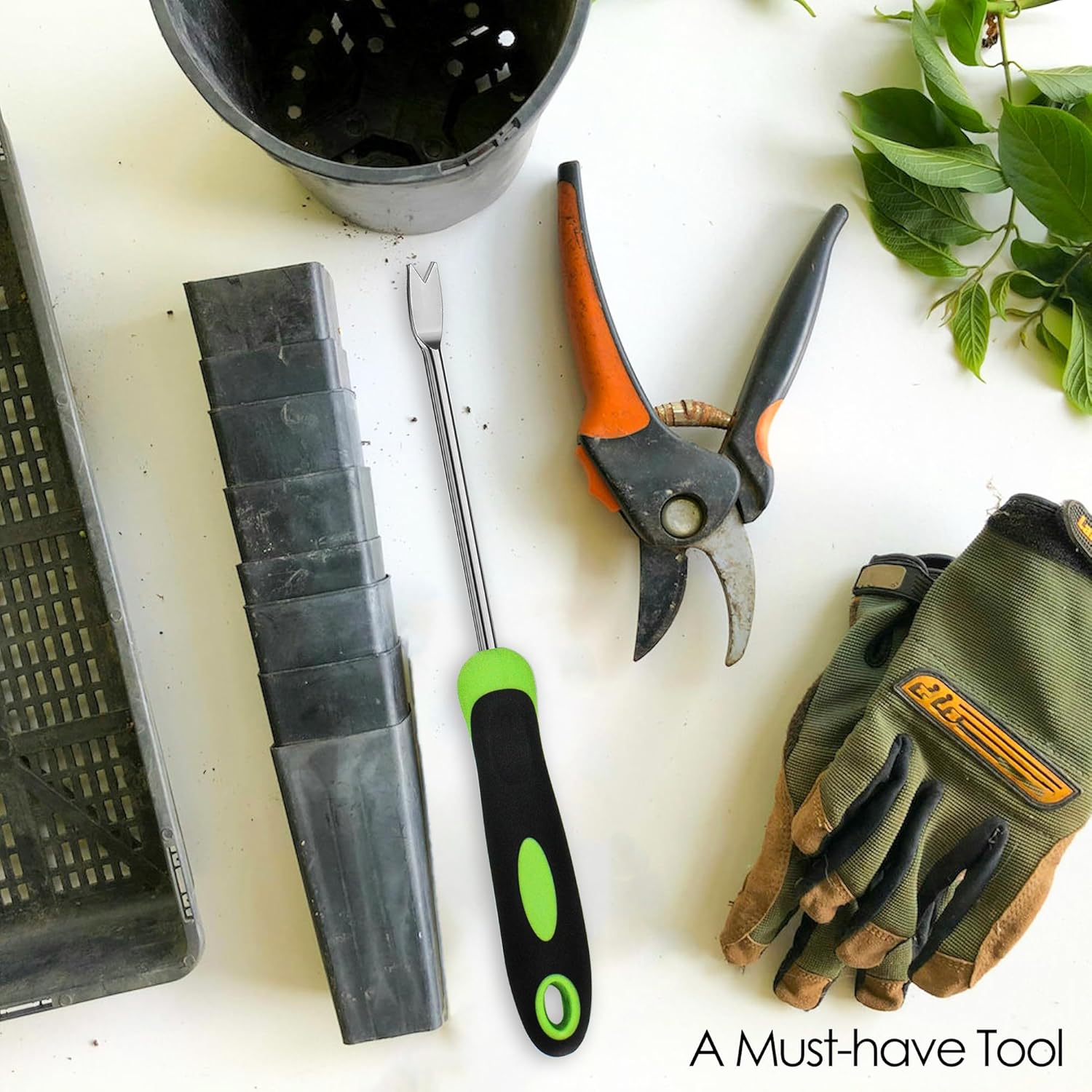 GEARLINTON Herramienta de desbrozadora manual de jardín con mango ergonómico, extractor de malezas de césped de jardín de acero inoxidable, paquete