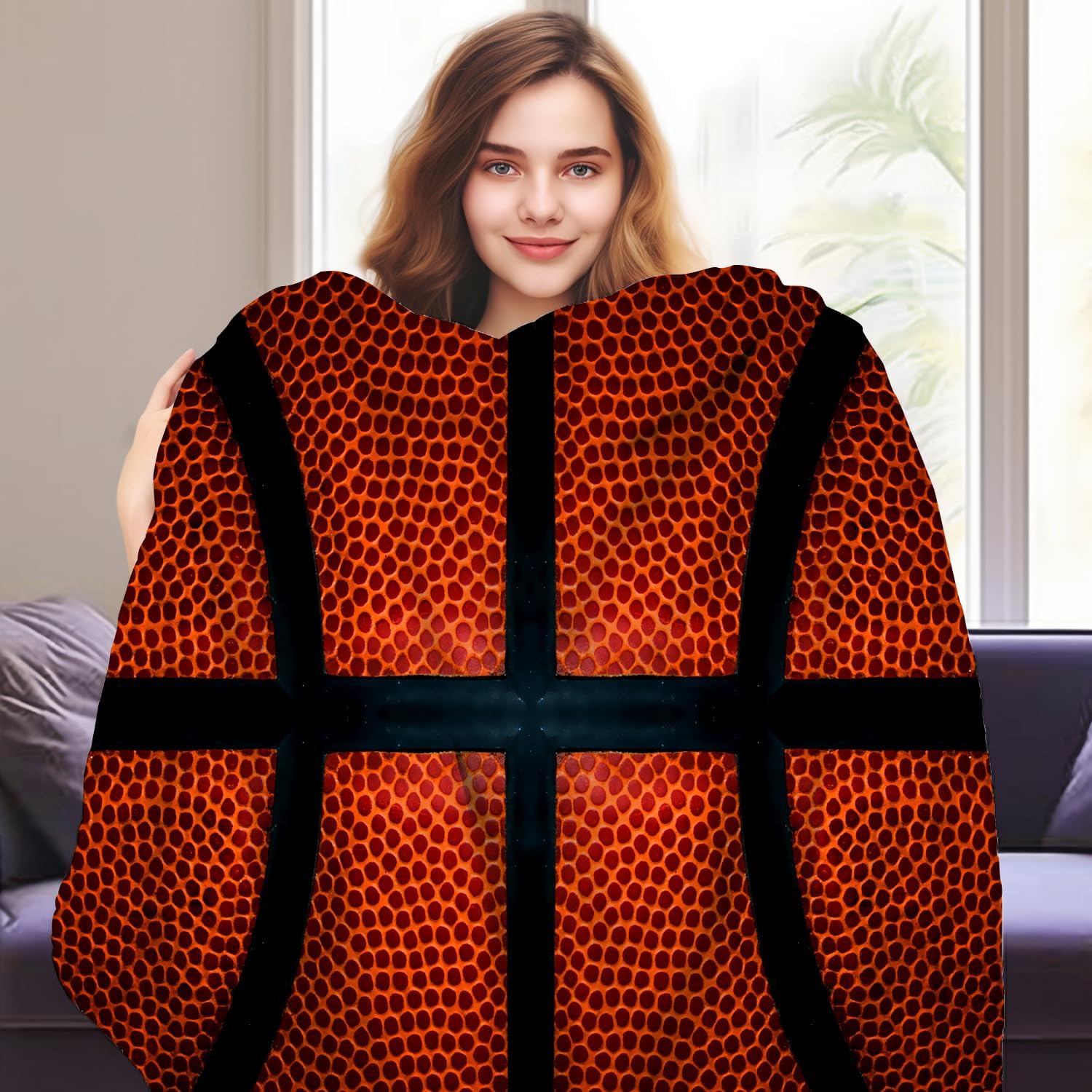 Manta de baloncesto de franela suave con diseño divertido de pelota deportiva, ligera, acogedora, decoración del hogar, ropa de cama para regalos,