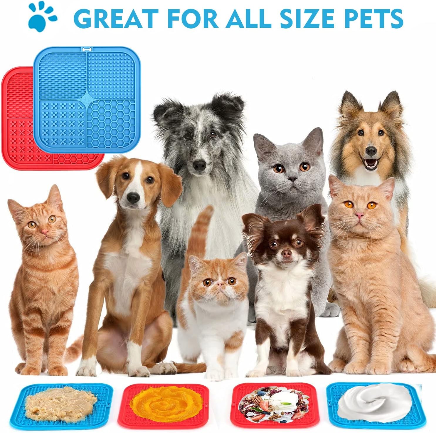 Tapete para lamer perros y gatos, paquete de 2, apto para lavavajillas, alimentador lento para cachorros, suministros para mascotas, juguetes para