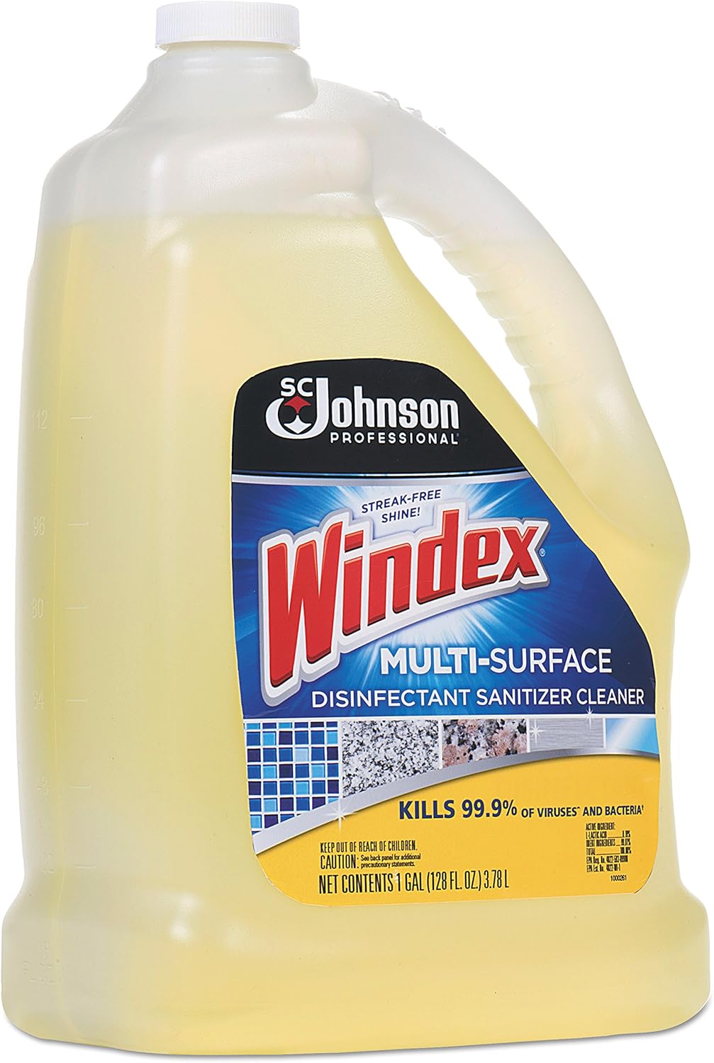 Windex 657067T multisuperficieLimpiador desinfectante, cítricos, botella de 1galón (caja con 4)