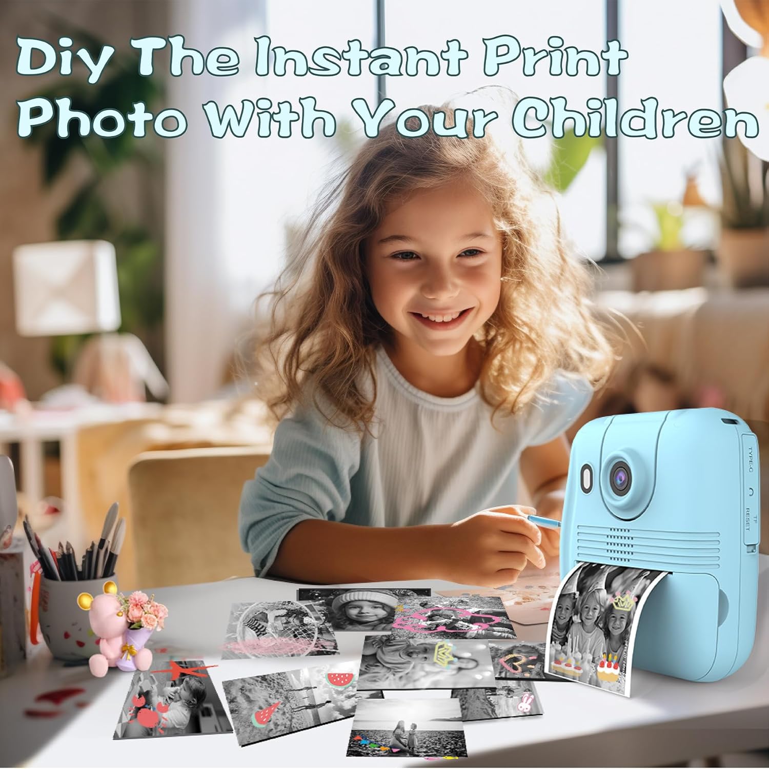Cámara de impresión instantánea para niños, cámara de impresión instantánea para niños, cámara sin tinta, cámaras de video digitales para niños,
