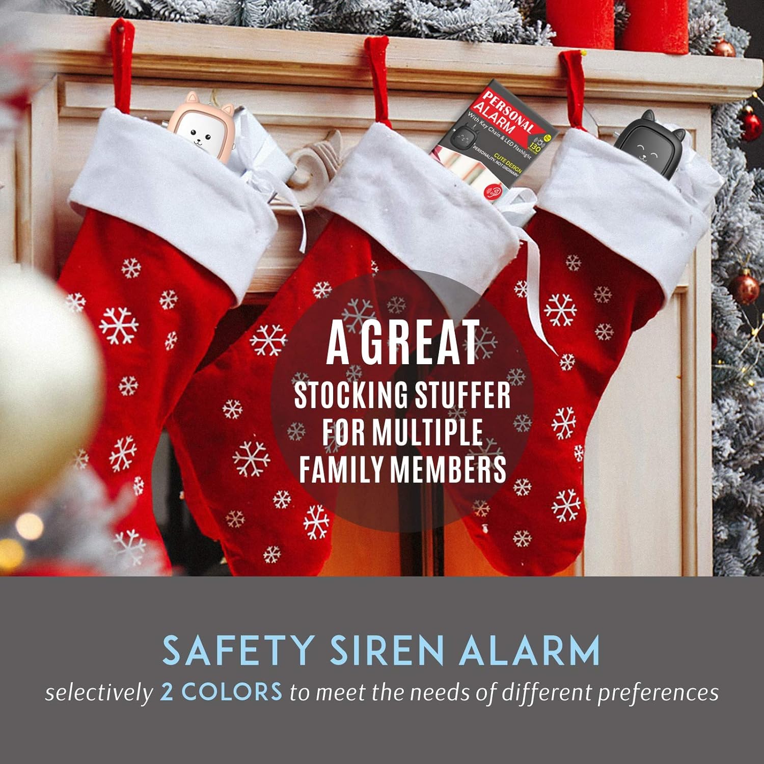 Safe Sound – Alarma personal de 2 unidades de 130 dB con canción de sirena de emergencia con luz LED, sirena de autodefensa, alarma de seguridad