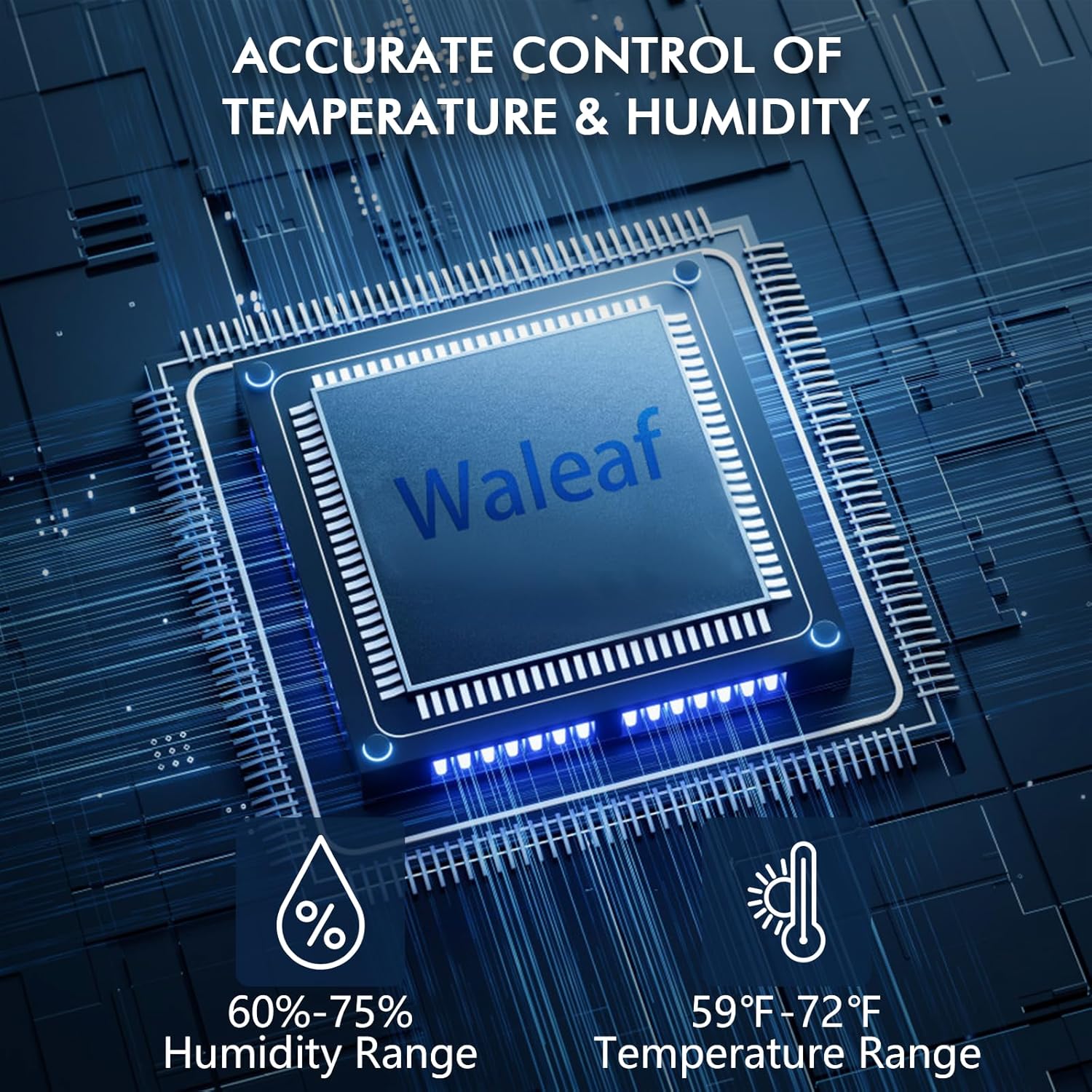 Waleaf Gabinete de control de temperatura eléctrico 50L Puerta de vidrio templado de doble capa eléctrica independiente con control de humedad de