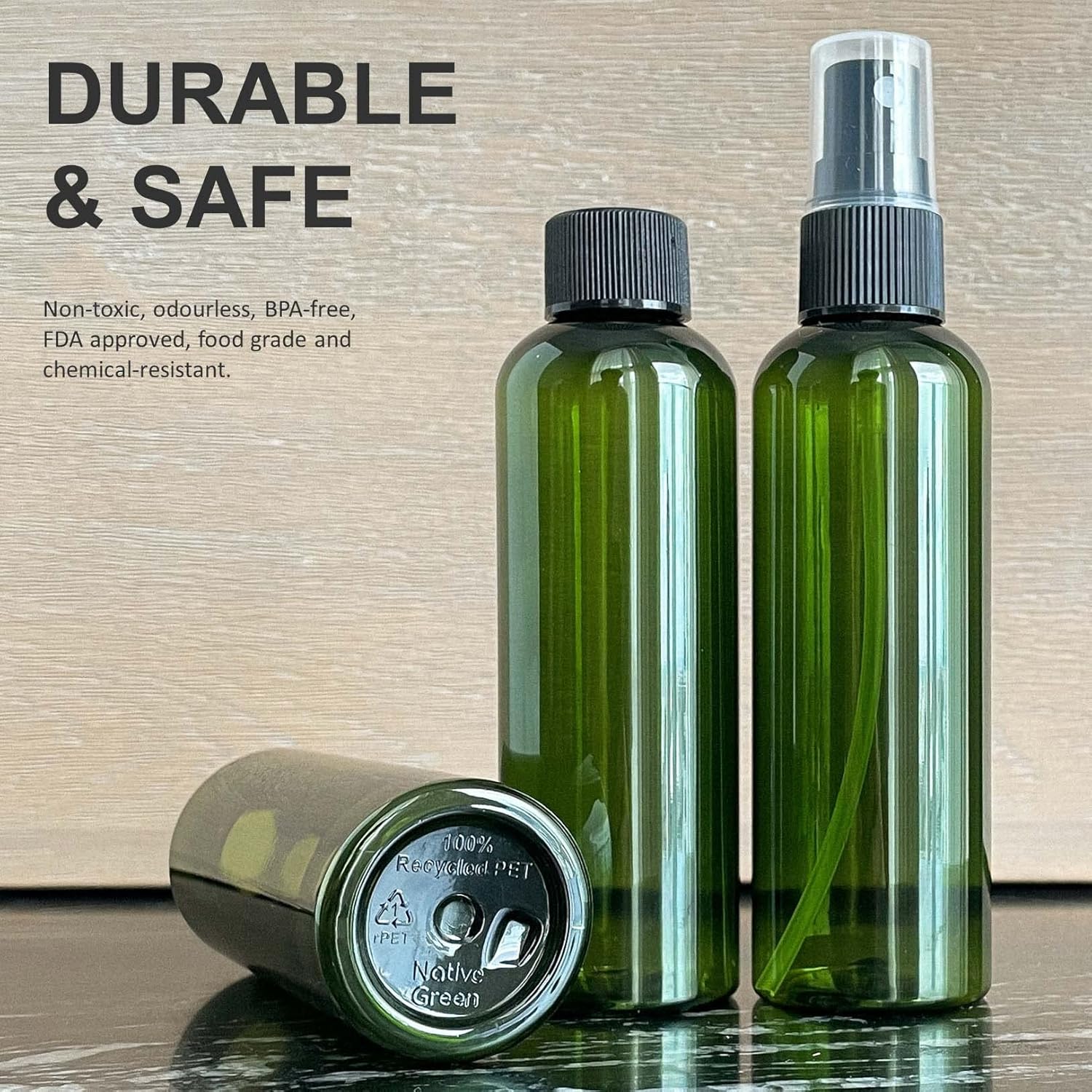 10 botellas de plástico reciclado de 3.4 fl oz con tapas de spray y roscas botellas de viaje vacías recargables de 3.4 fl oz para artículos de