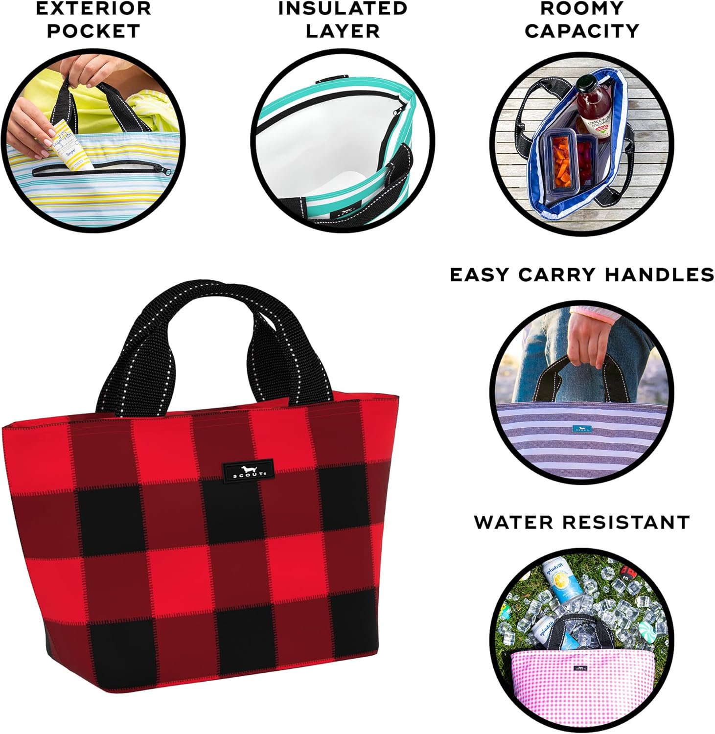 SCOUT Nooner – Lonchera ligera y aislada con bolsillo exterior con cremallera, hielera para mujeres, para uso diario, playa