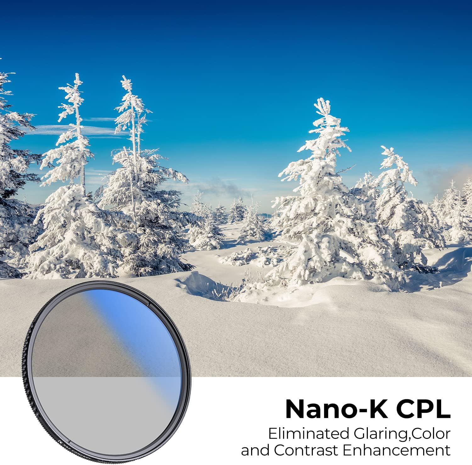 K&F Concept Filtro polarizador circular de 3.031 in ultra delgado 18 filtro polarizador circular de vidrio óptico multicapa para lentes de cámara