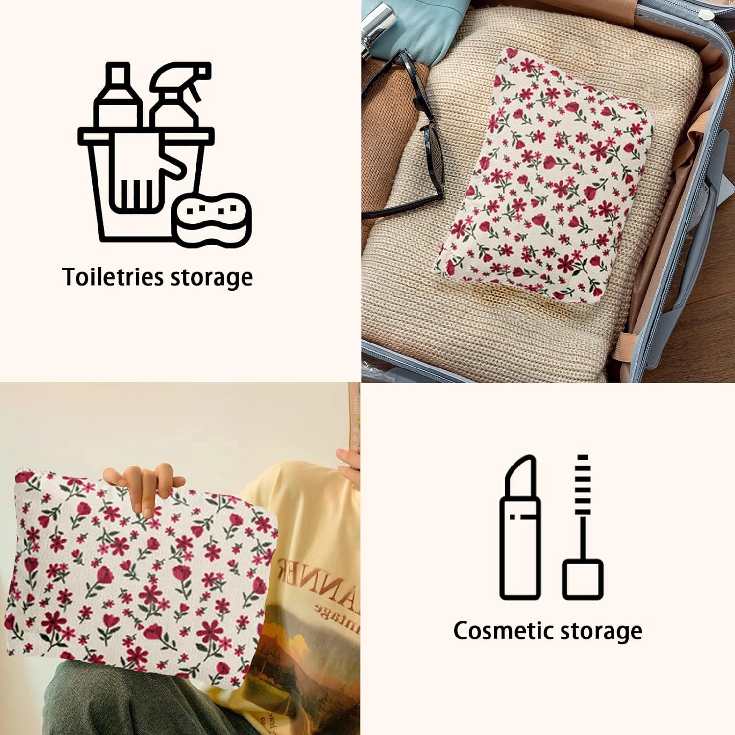 MHDGG Bolsa de maquillaje para mujer, bolsa de cosméticos floral de gran capacidad, bolsas de maquillaje, bolsas de maquillaje para mujer, bolsos de