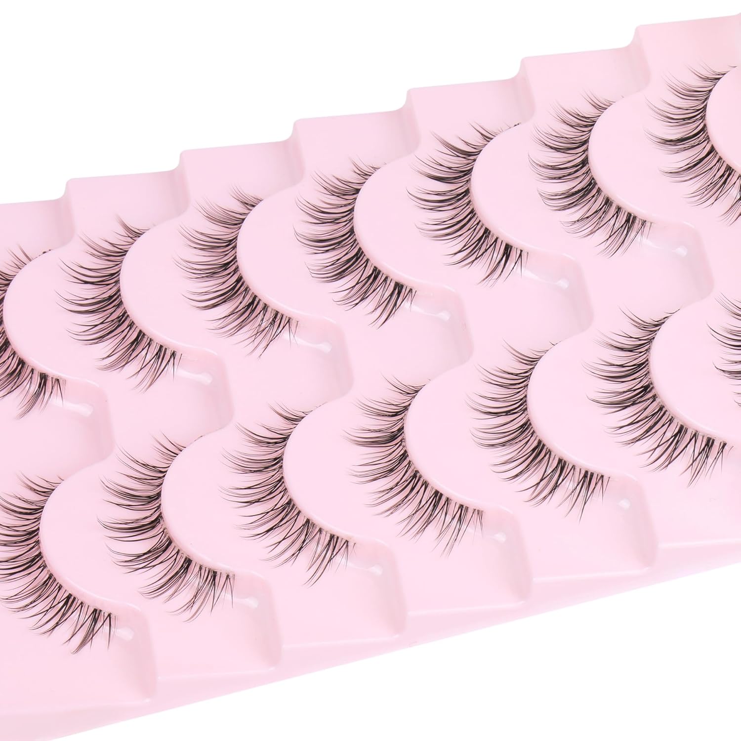 Pestañas postizas de aspecto natural, pestañas cortas con banda transparente, pestañas postizas 3D, rizo C, pestañas pequeñas que parecen