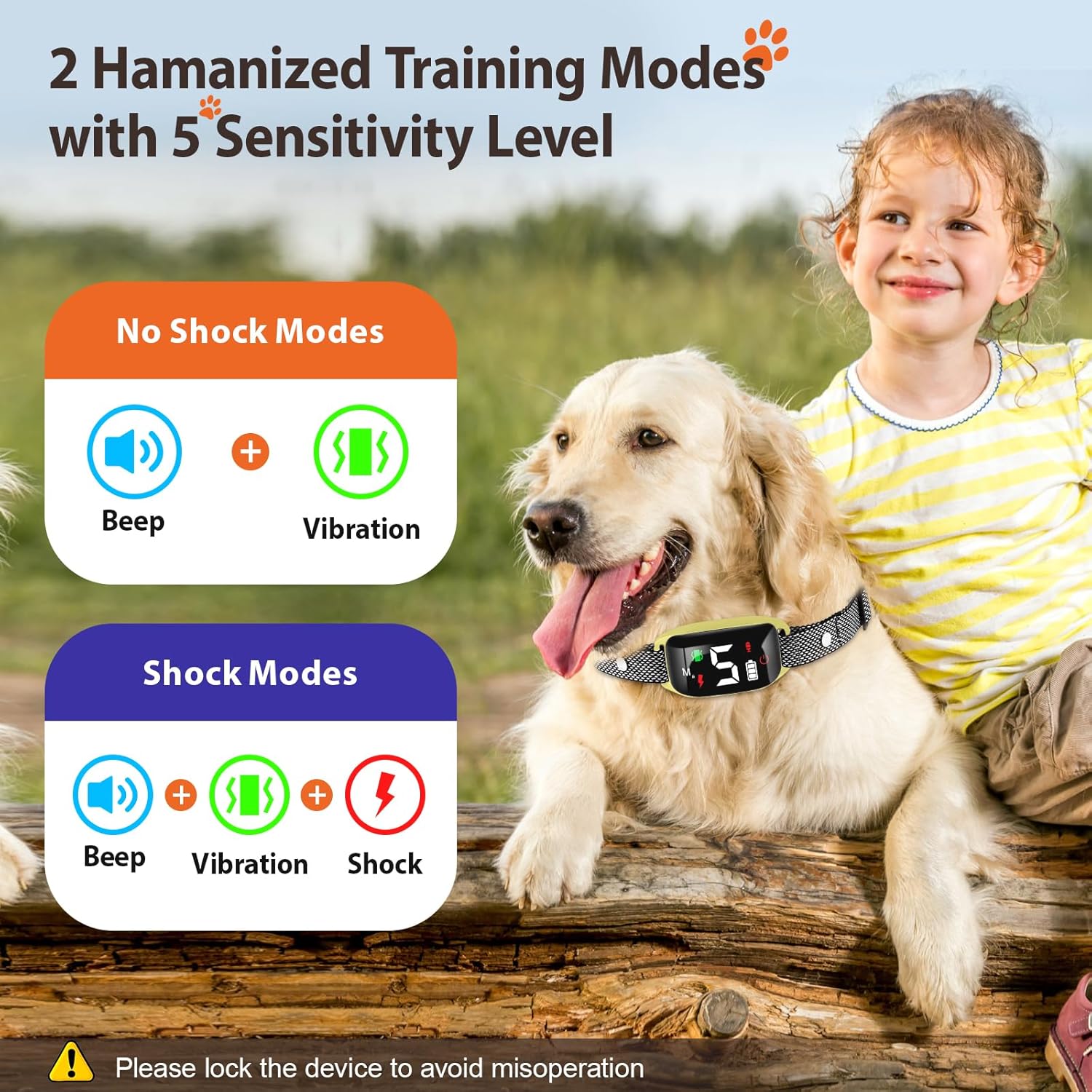 Collar antiladridos recargable para perros grandes con 5 sensibilidades ajustables, collar antiladridos inteligente con pitido de vibración para