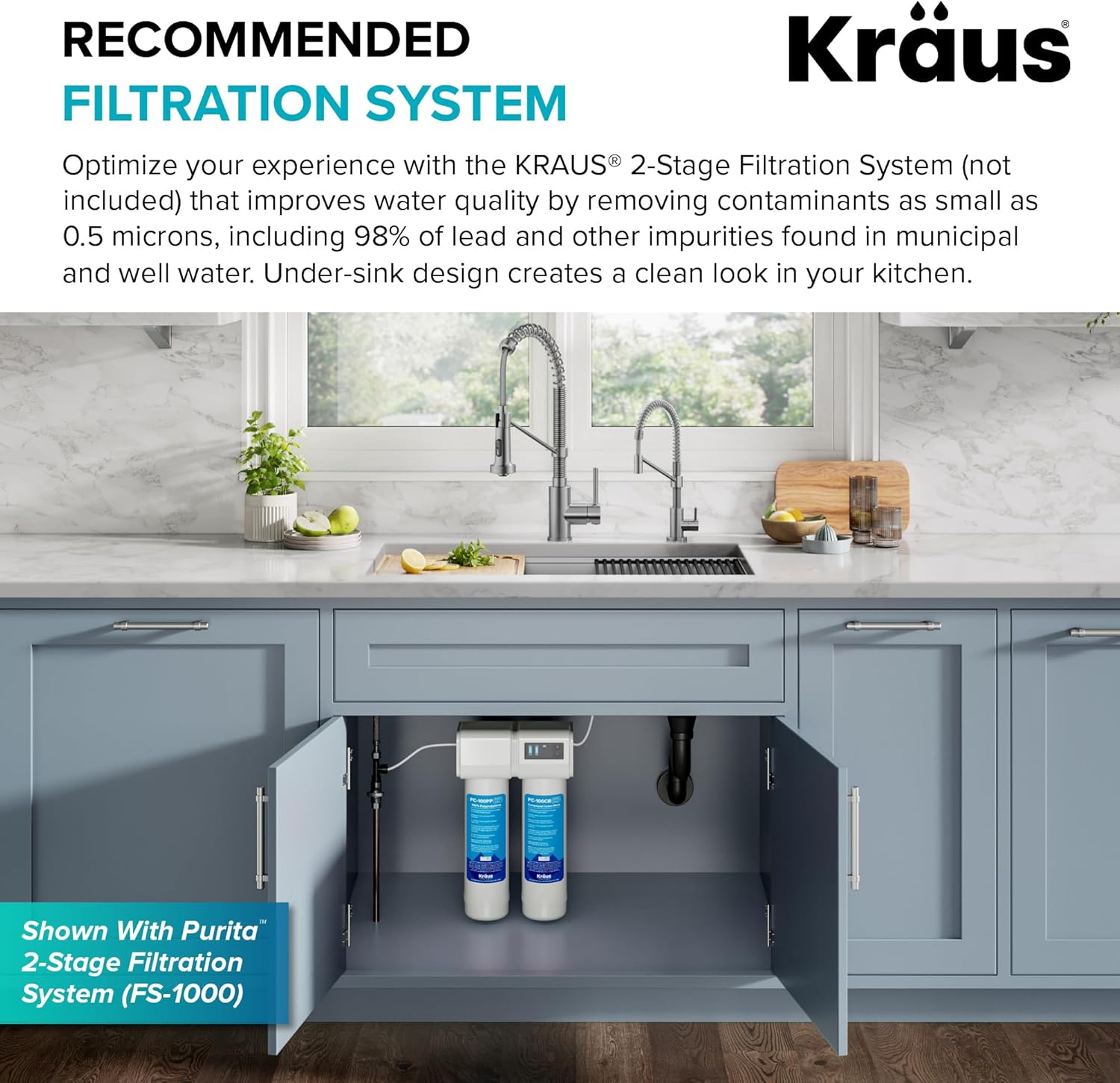 KRAUS Bolden Grifo de filtro de agua potable de una sola manija para ósmosis inversa o sistema de filtración de agua en bronce champán antiguo sin