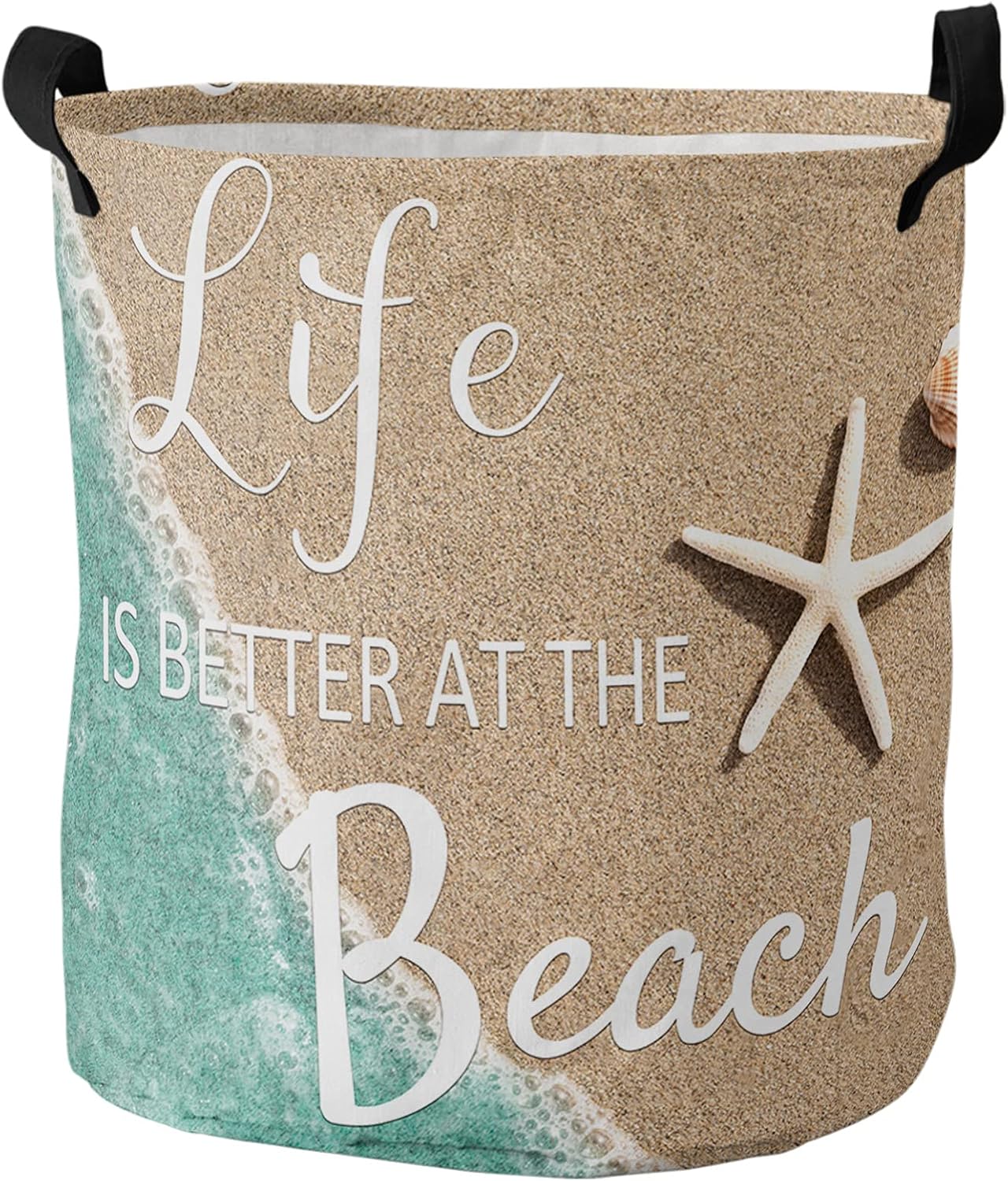 Goydema Cesta de almacenamiento plegable para ropa sucia, Summer Life is Better at the Beach, cesta de ropa con asa, impermeable, cesta de