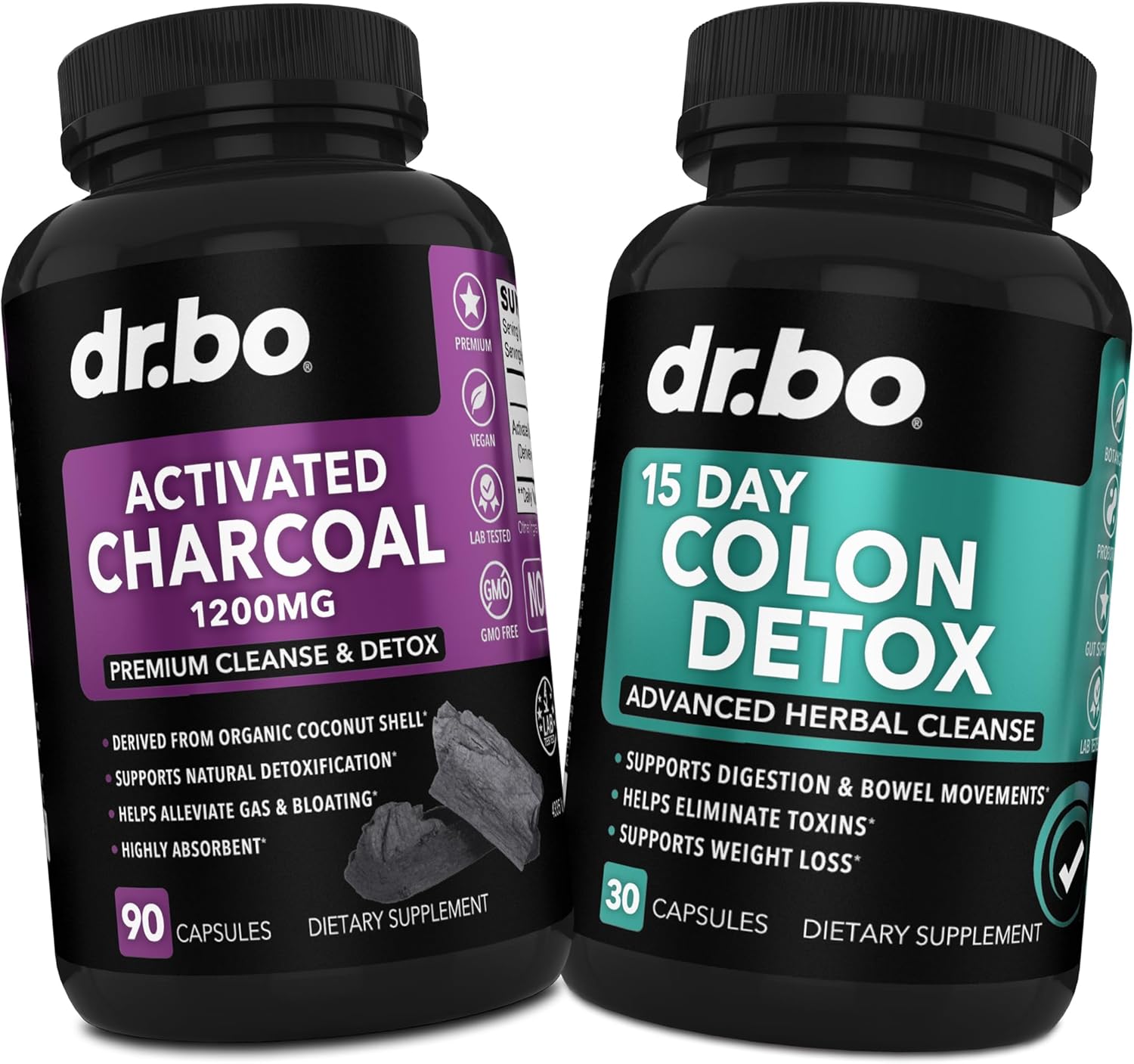 Desintoxicante de carbón activado y limpiador de colon  Píldoras de carbón de coco orgánico y limpieza de colon para hinchazón de gas estomacal y