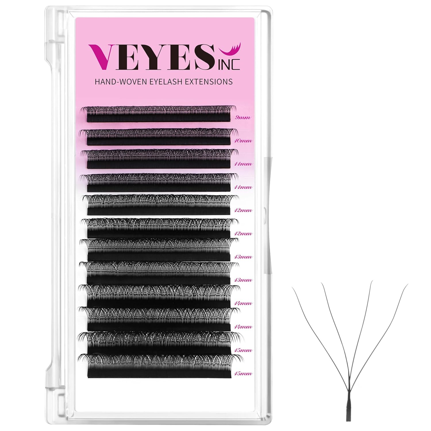 VEYES INC YY – Bandeja de extensiones de pestañas, rizo CD, 0.39-0.59 pulgadas, longitud mixta, abanicos profesionales de extensiones de pestañas,