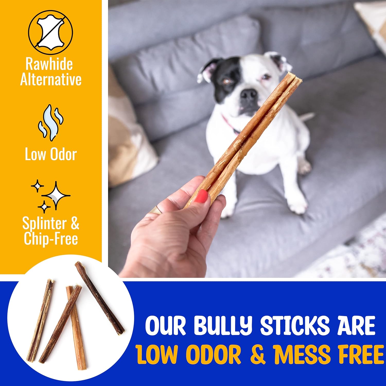 Paw & Pantry Palitos de matón para perros de tamaño mediano de 6 pulgadas, totalmente digeribles y perfumados de forma natural, paquete de 8 palitos