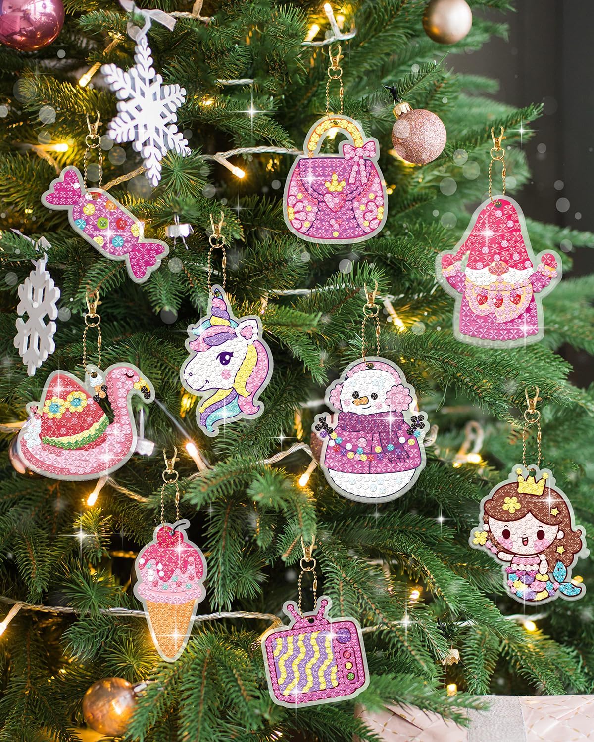Llavero de pintura de diamantes DIY Calendario de Adviento para niñas de 4 a 12 años, regalos de manualidades de Navidad