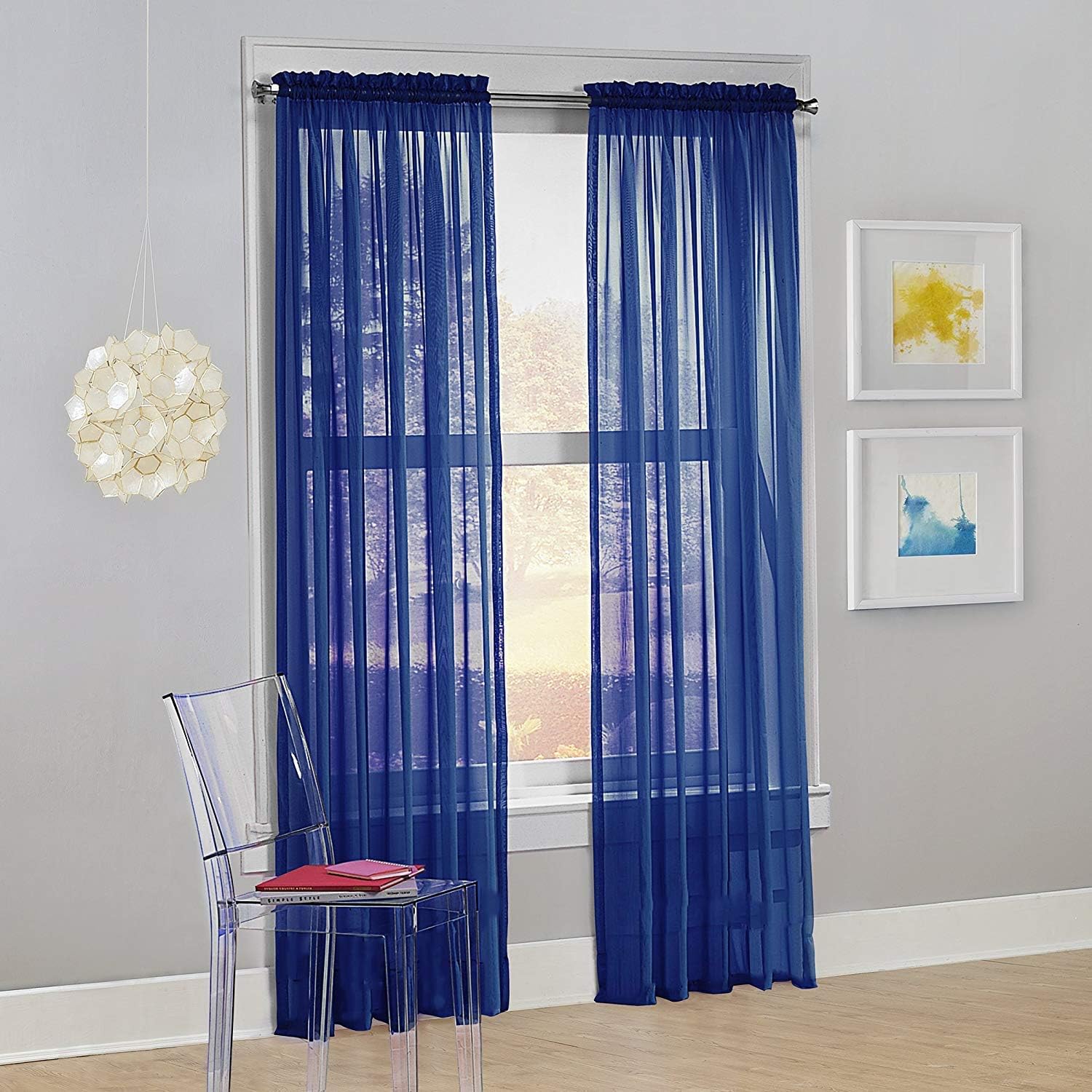 Decotex – Juego de 2 cortinas transparentes de gasa para ventana.