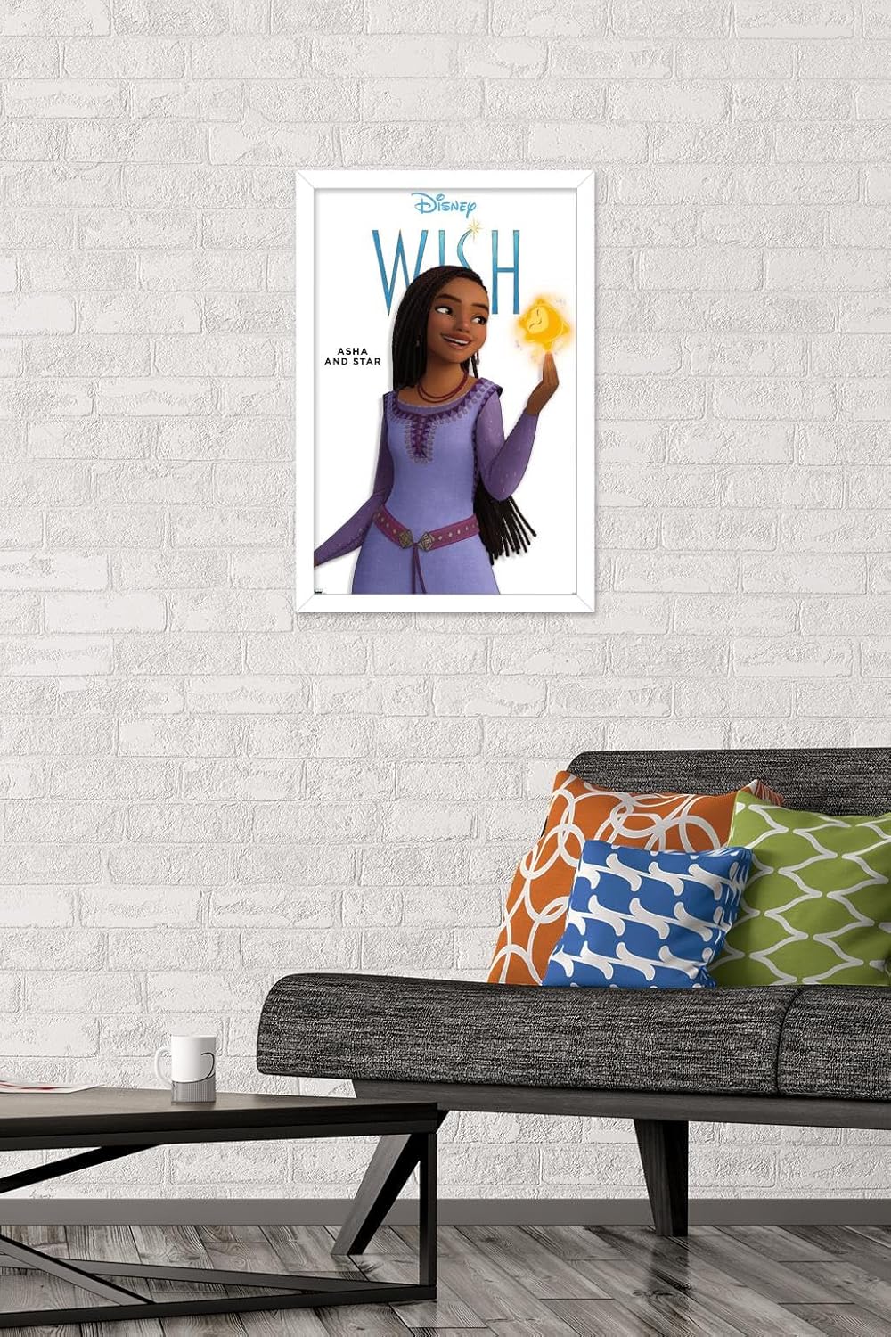 Trends International Disney Wish – Póster de pared Asha Feature Series, 14.72 x 22.37 pulgadas, versión enmarcada en blanco
