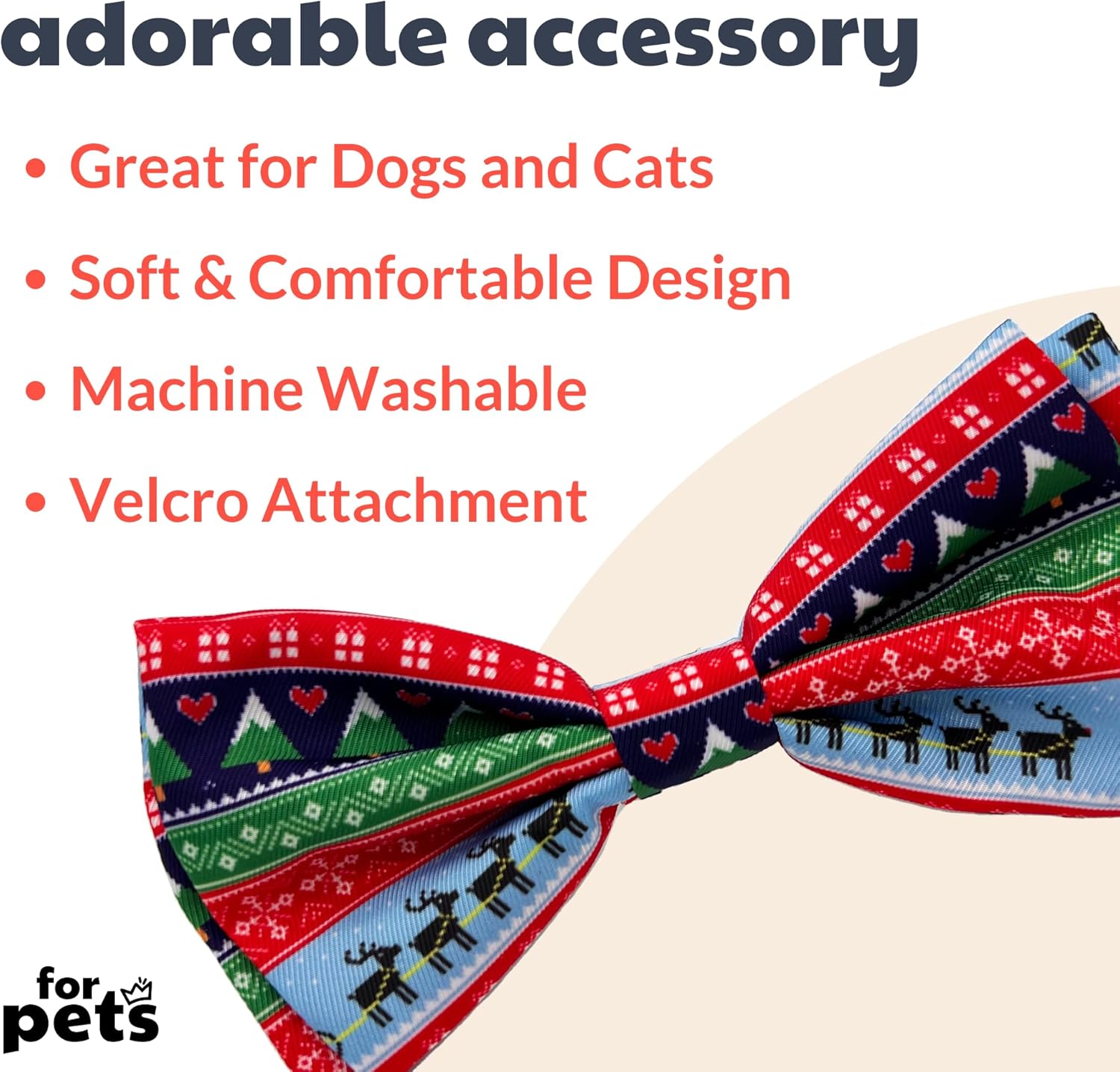 Huxley & Kent Pajarita para mascotas  Suéter feo (pequeño)  Accesorio de lazo de velcro para Navidad  Divertidas pajaritas para perros y gatos
