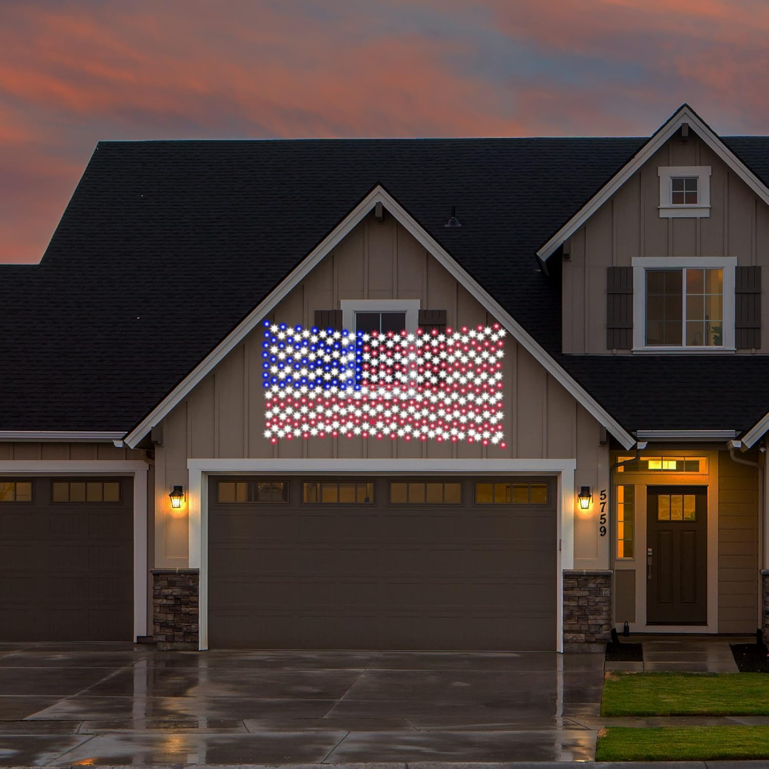 Red LED de bandera estadounidense, impermeable, letrero patriótico de Estados Unidos para interiores y exteriores, decoración del Día de la