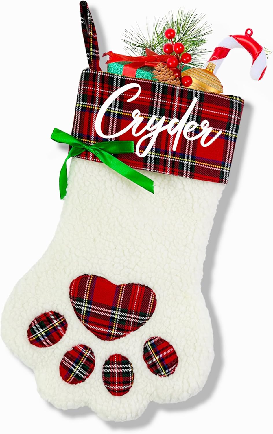 Medias de Navidad personalizadas para perros, de 18 pulgadas, grandes, con nombre 3D, muñeco de nieve, Papá Noel, ciervo, calcetín de Navidad