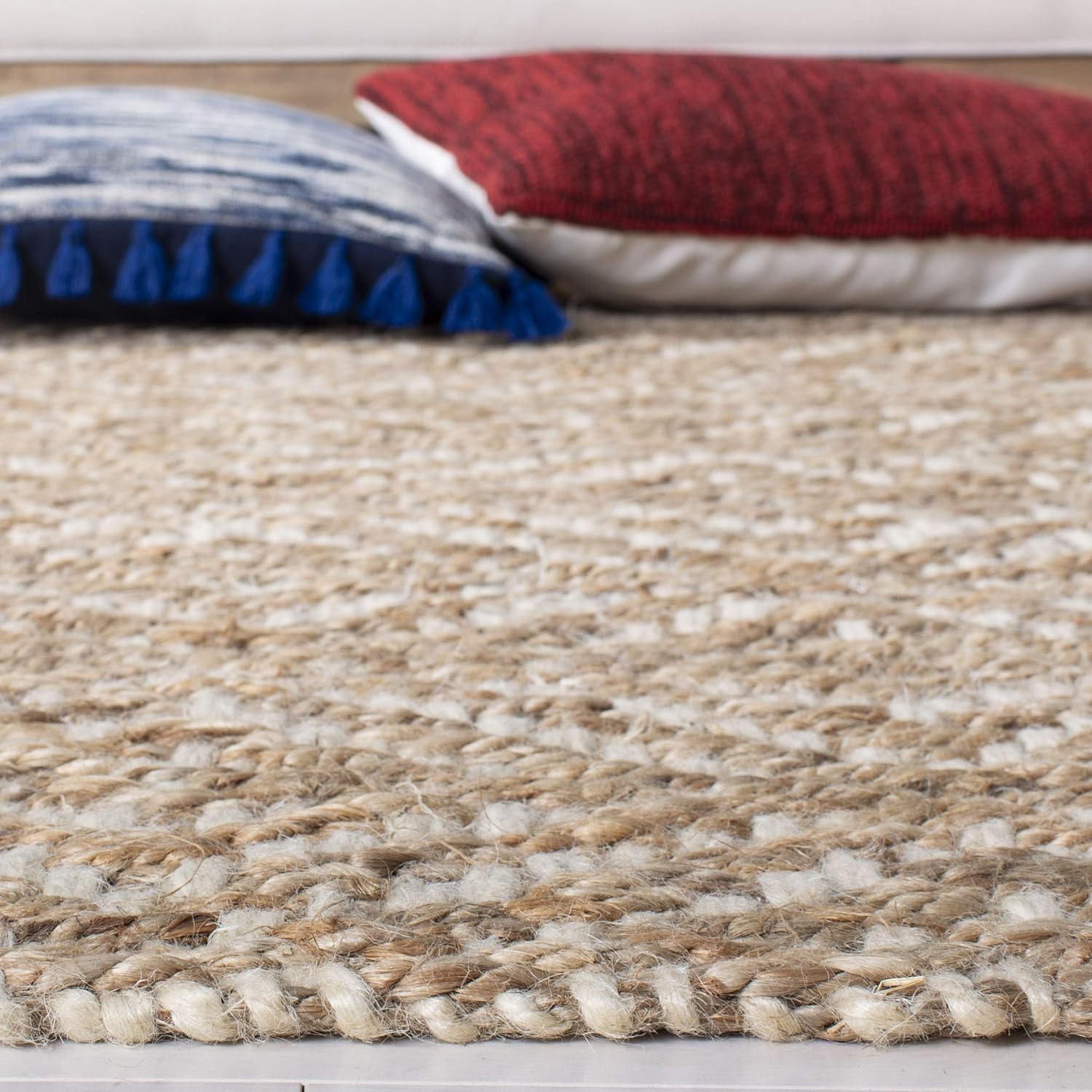 SAFAVIEH Alfombra de área de la colección de fibra natural, 5 x 8 pies, natural y marfil, hecha a mano de yute tejido bohemio, ideal para zonas de