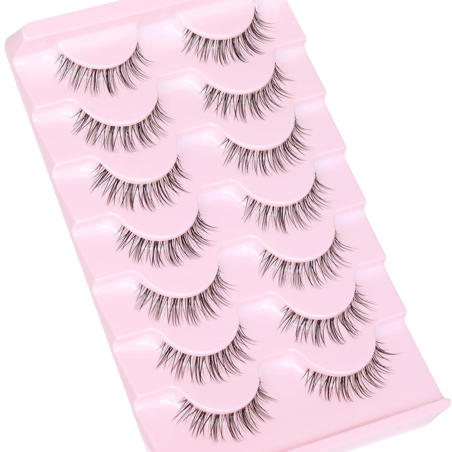 Pestañas postizas de aspecto natural, pestañas cortas con banda transparente, pestañas postizas 3D, rizo C, pestañas pequeñas que parecen