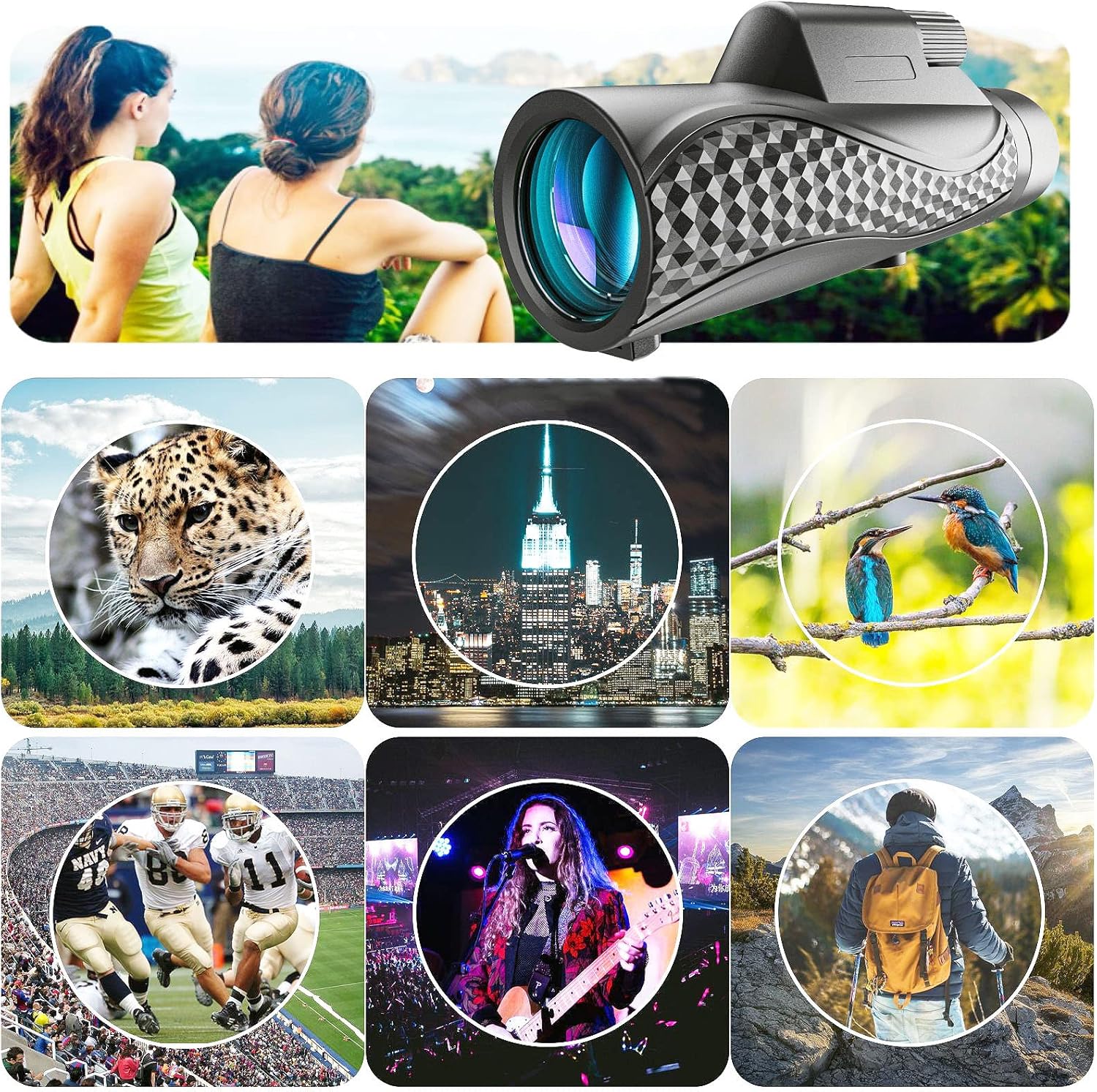 Telescopio monocular monocular 10 x 42 monoculares compacto para adultos monoculares de alta carga con adaptador para teléfono inteligente y trípode