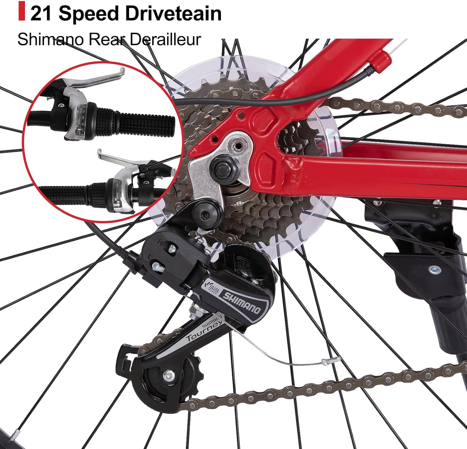 Hiland Humtaway – Bicicleta de montaña de 26 pulgadas para hombres y mujeres, rueda de radios de 36, cambio trasero Shimano de 21 velocidades, marco