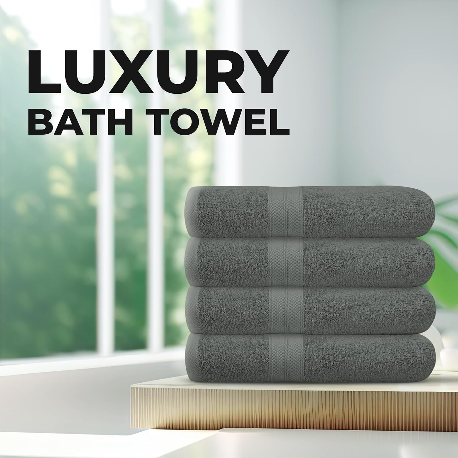 Avalon Towels Juego de 4 toallas de baño, 100% algodón de 21.16 ozm, ligeras y altamente absorbentes, toalla de secado rápido, sensación suave, 27 x