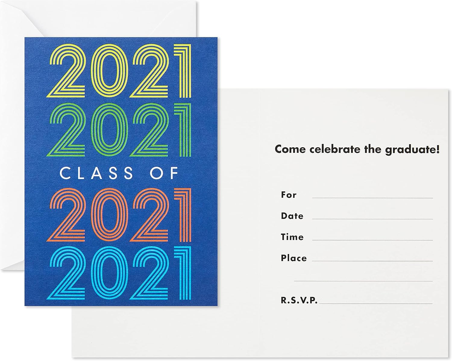 Hallmark Invitaciones para fiesta de graduación 2021, 20 invitaciones con sobres (azul retro)