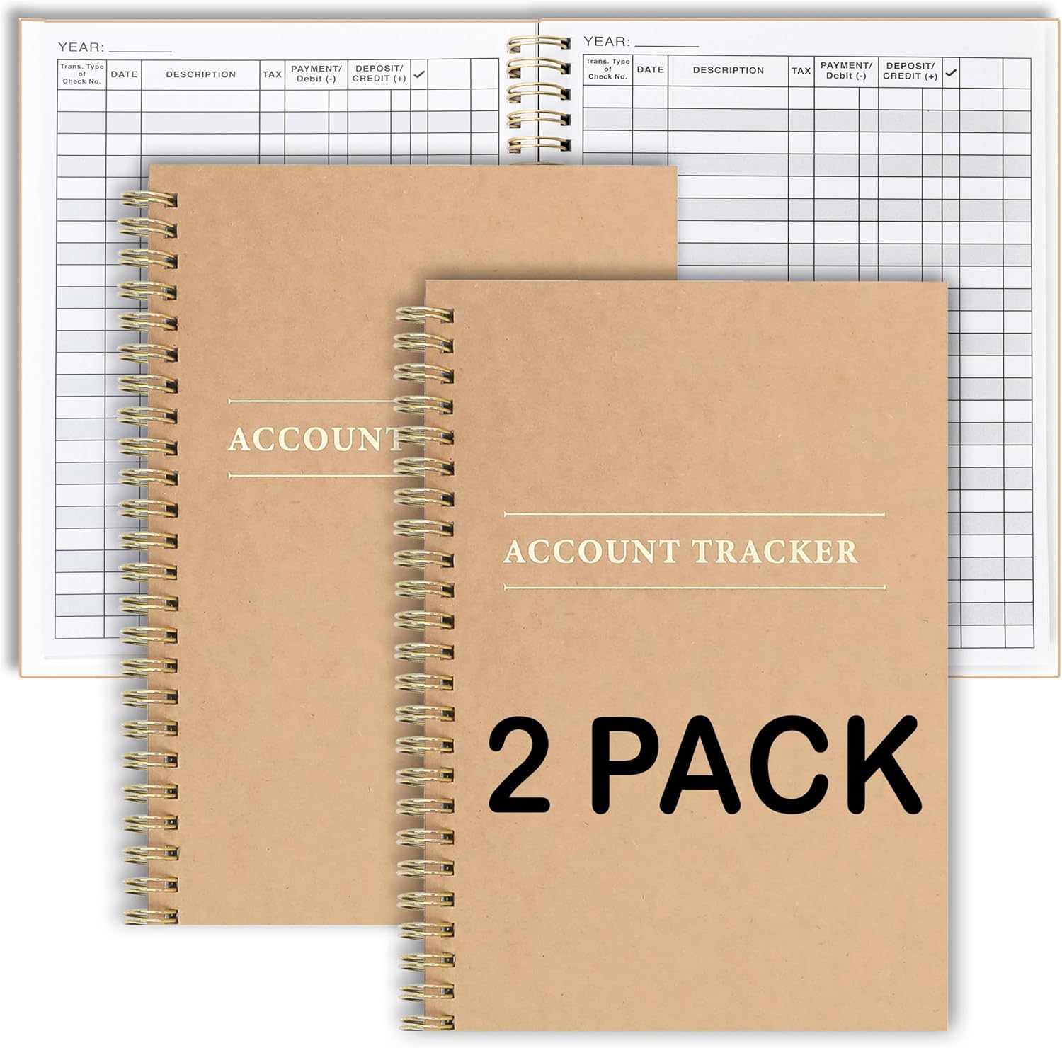 Paquete de 2 libros de contabilidad para seguimiento del presupuesto del hogar, contabilidad empresarial, cuaderno de seguimiento de gastos de