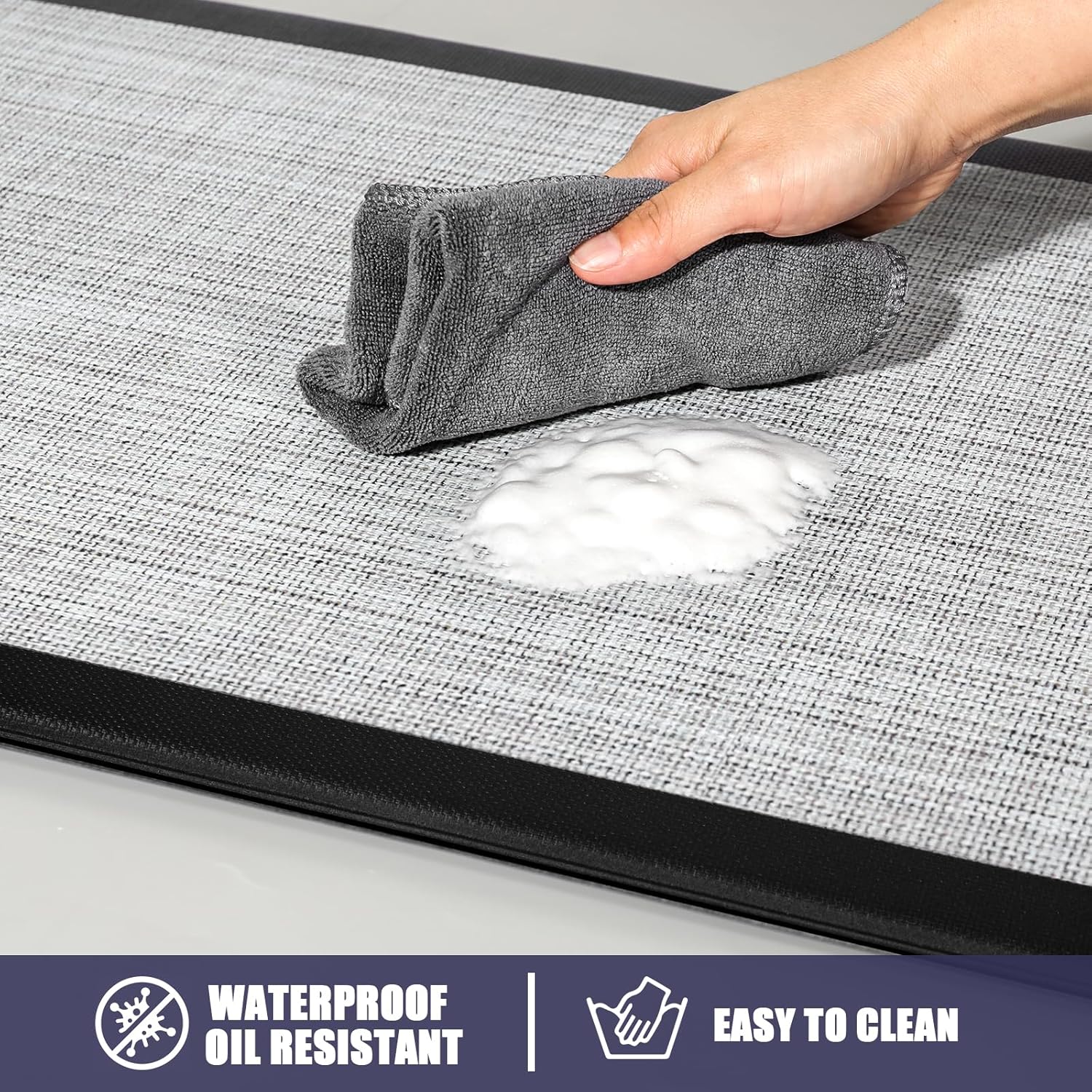 WEZVIX Tapete de cocina antifatiga, alfombras y tapetes de cocina acolchados antideslizantes, impermeable, tapete ergonómico de espuma cómoda para