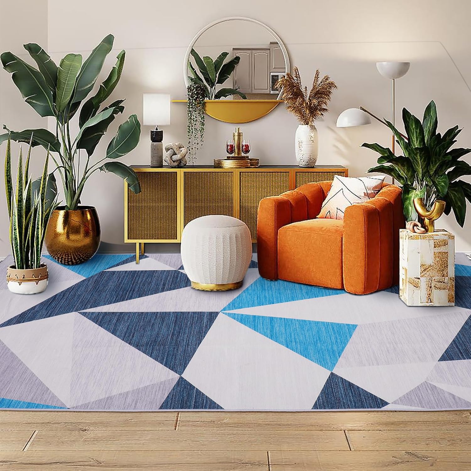 FACULX Alfombra ultrafina para sala de estar, 4 x 6 pies, suave, moderna, con parte trasera de goma antideslizante, lavable a máquina para comedor,