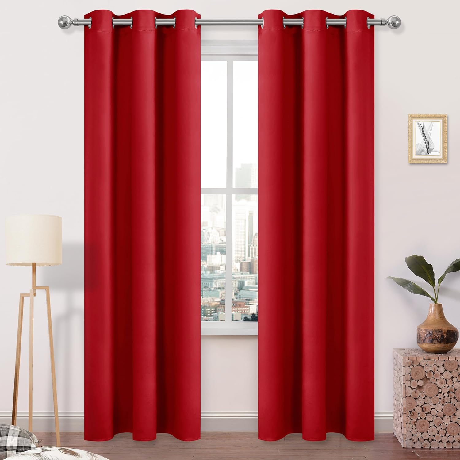 DWCN Cortinas opacas para dormitorio, oscurecimiento, aislamiento térmico, cortinas gruesas que bloquean la luz, juego de 2