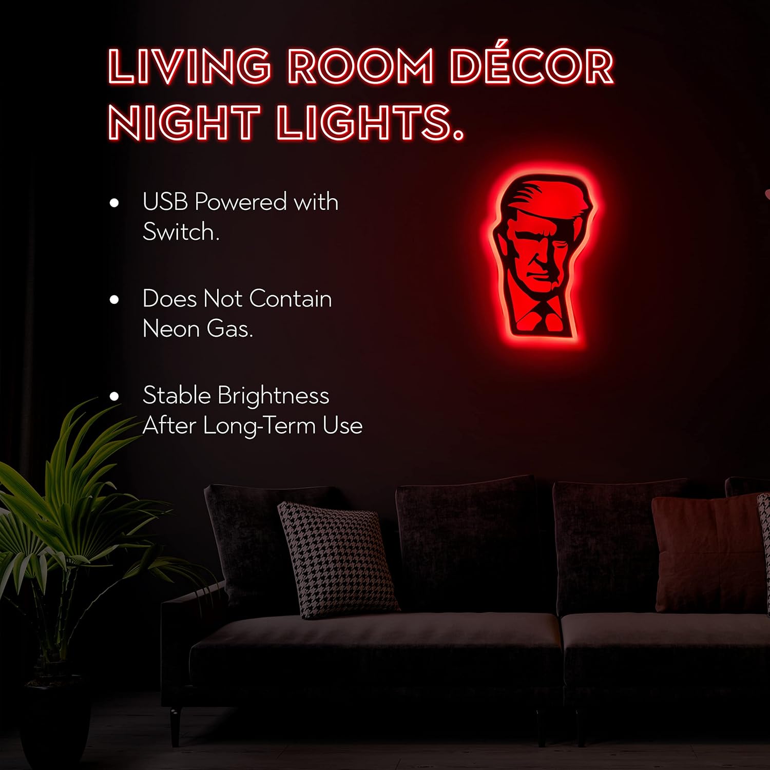 M2A Trump – Letrero LED de neón para decoración de sala de estar, luces nocturnas decorativas para dormitorio, cueva de hombre, bar, club,