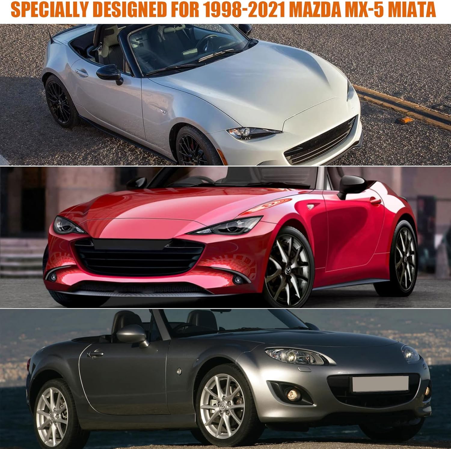 Funda de automóvil compatible con Mazda MX-5 Miata 1998-2019 2020 2021, 6 capas resistente al agua, cubierta negra a prueba de polvo (1998-2021)