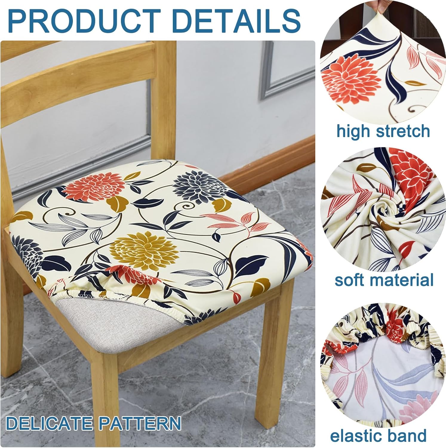 HAOYONG Funda de asiento impermeable para silla de comedor, fundas para sillas de cocina, TPU impermeable, protector de asiento de silla 6 piezas