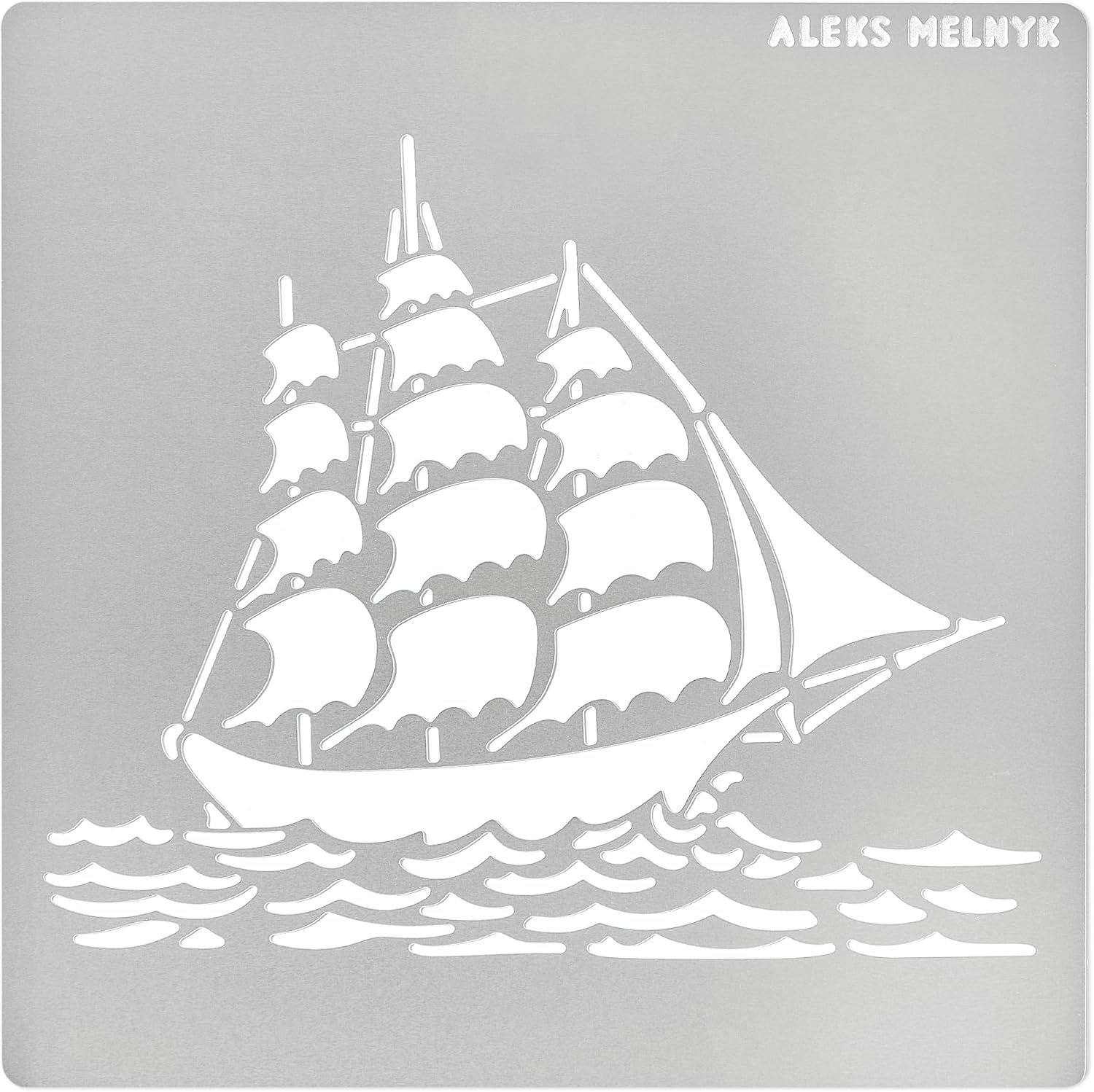 Aleks Melnyk No.475 Plantilla de metal, velero, transporte pirata, plantilla pequeña, 1 PC, plantilla para leña, grabado, manualidades, álbum de
