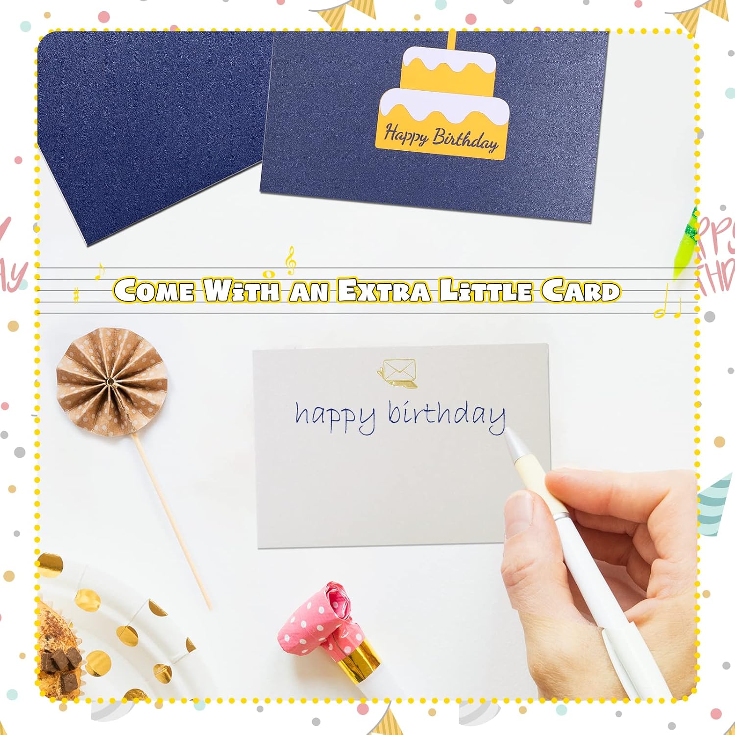 Tarjeta musical de cumpleaños con sonido, música y luz, tarjetas emergentes 3D de feliz cumpleaños para hombres, mujeres y niños