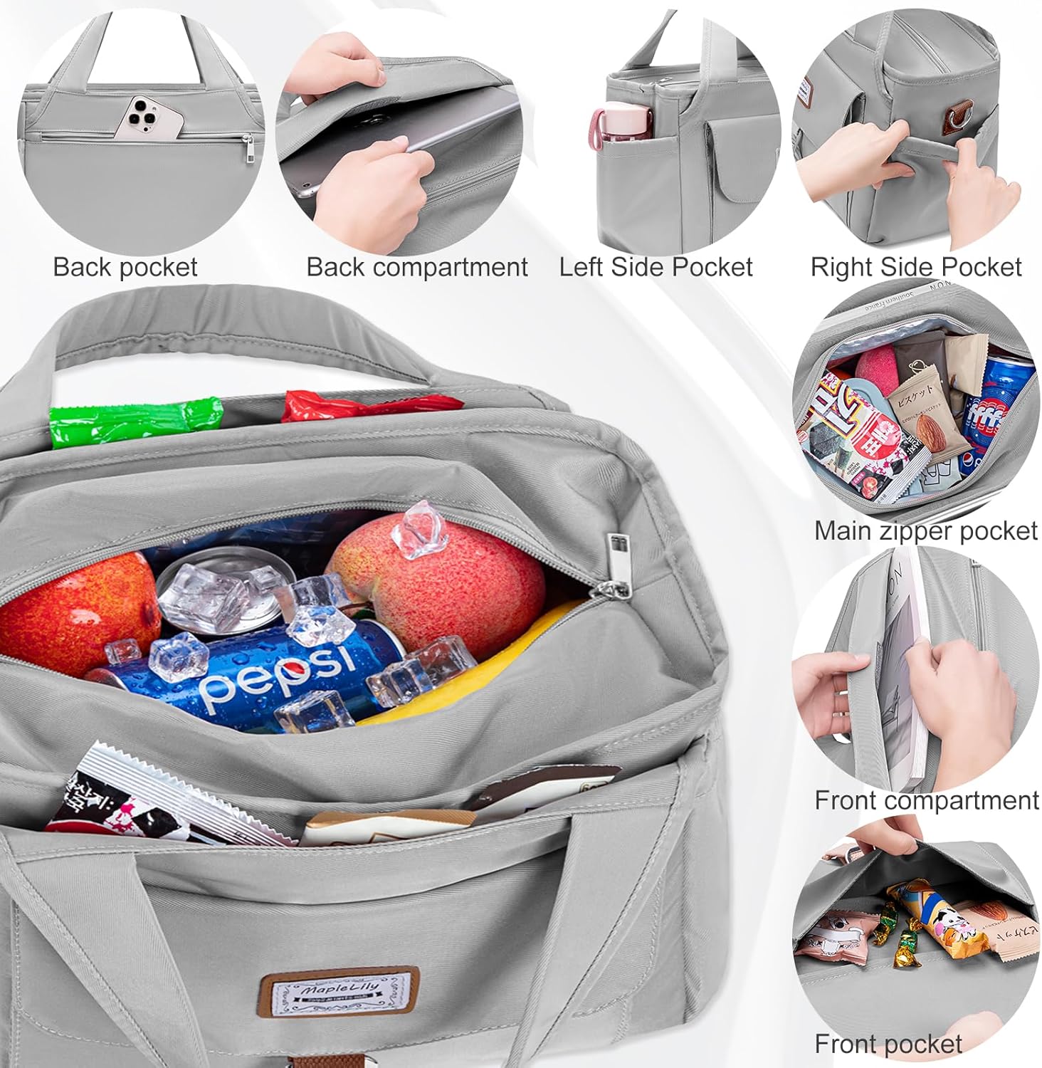 Lonchera para hombres y mujeres, lonchera grande aislada, bolsa de almuerzo a prueba de fugas para adultos, bolsa de almuerzo reutilizable con